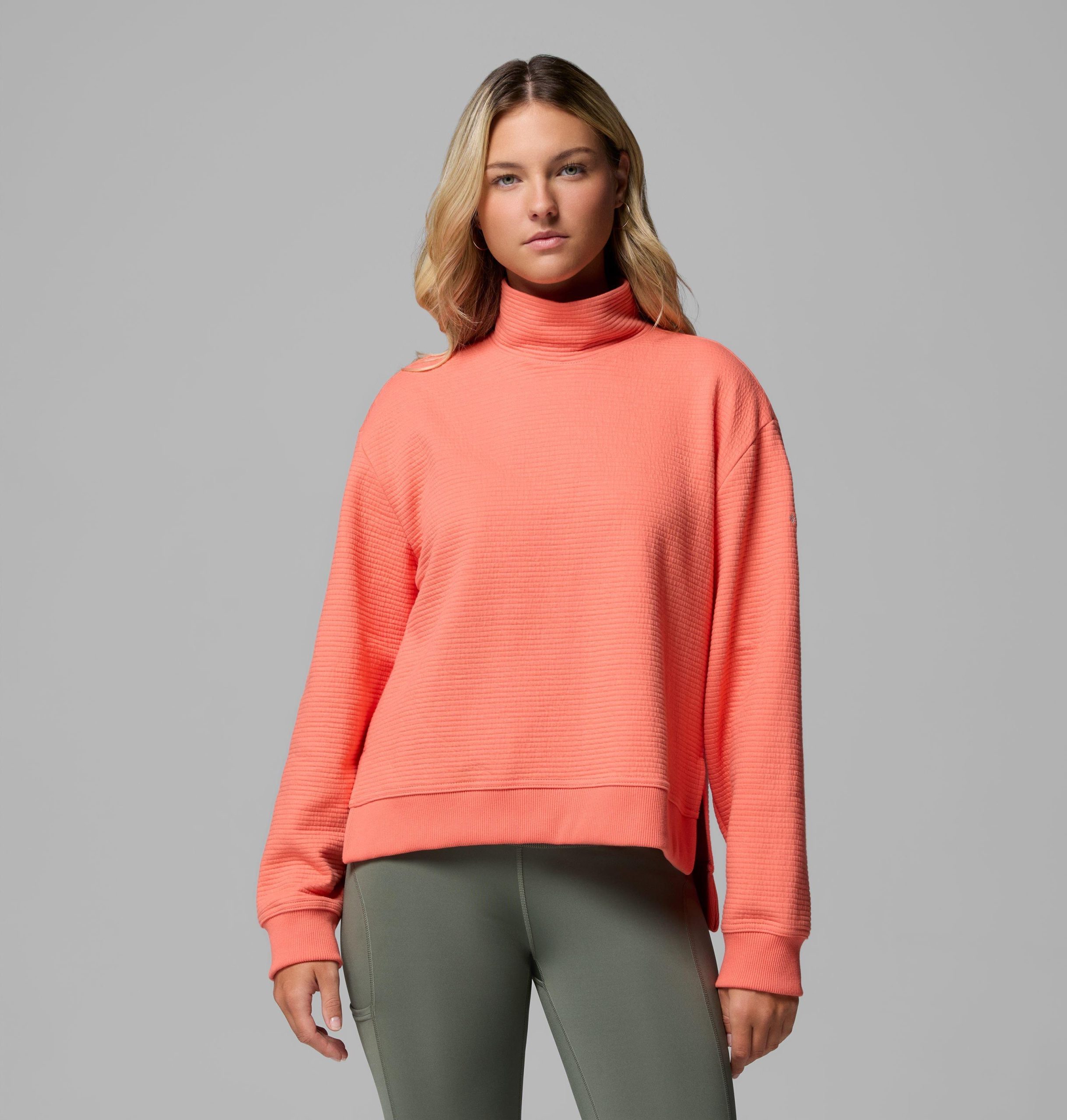 dames pfg open water mock neck shirt met lange mouwen