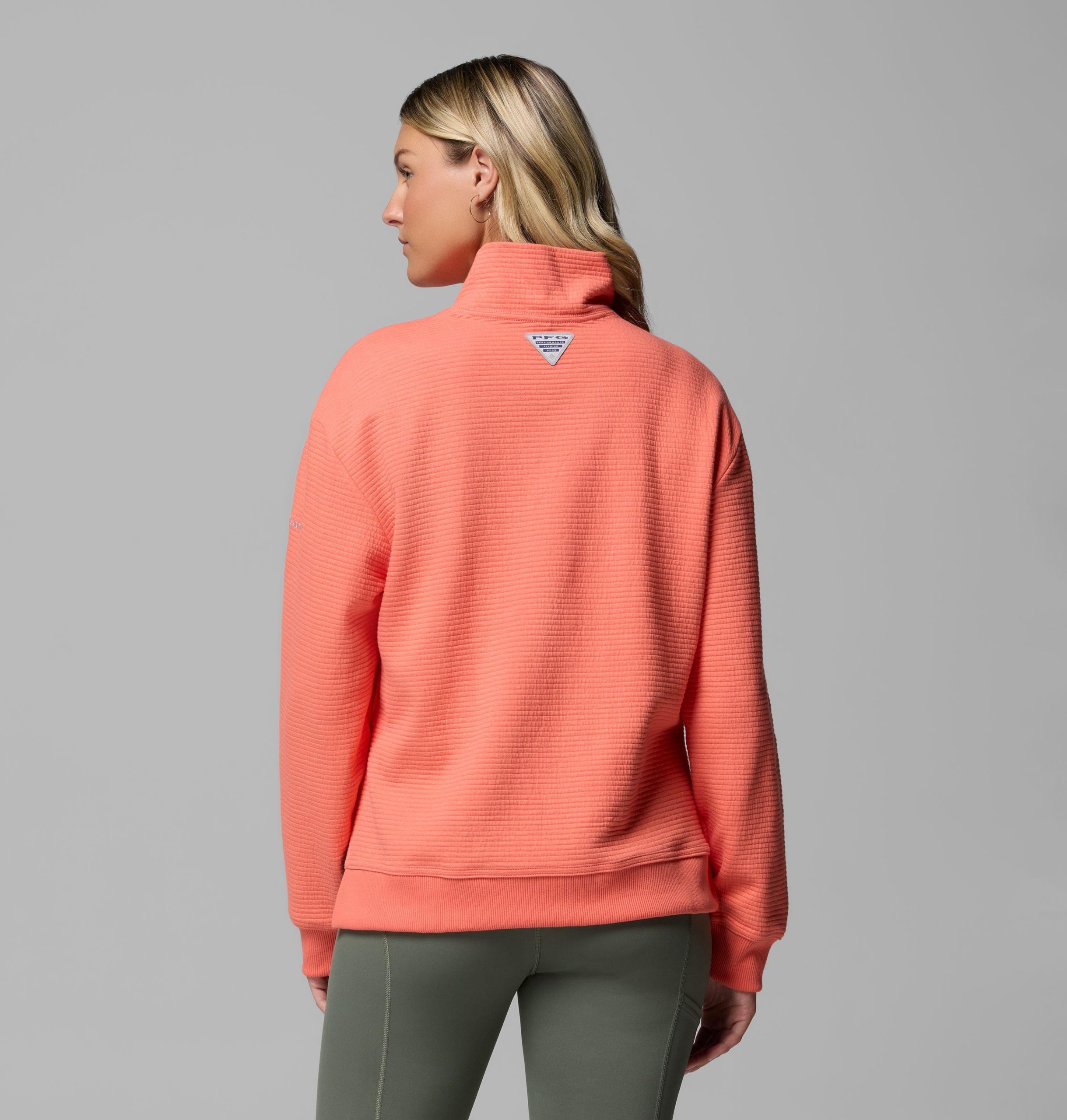 dames pfg open water mock neck shirt met lange mouwen