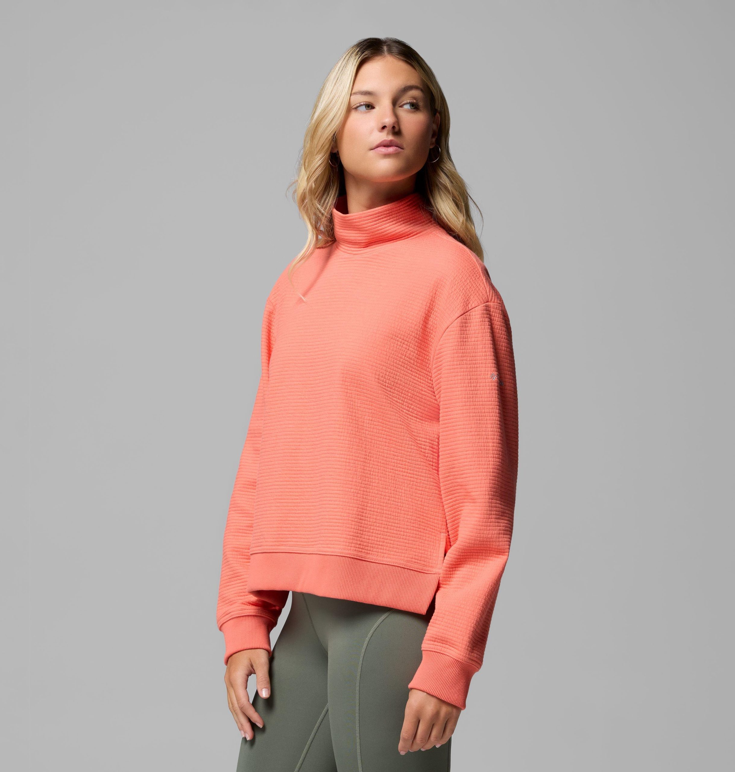 dames pfg open water mock neck shirt met lange mouwen