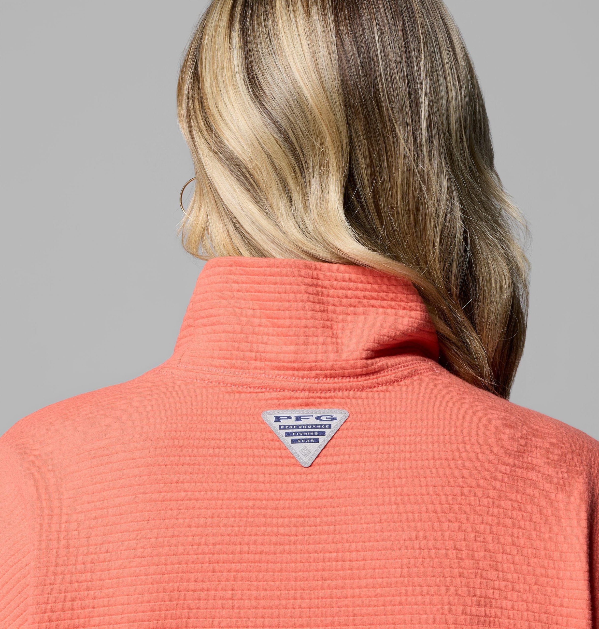 dames pfg open water mock neck shirt met lange mouwen