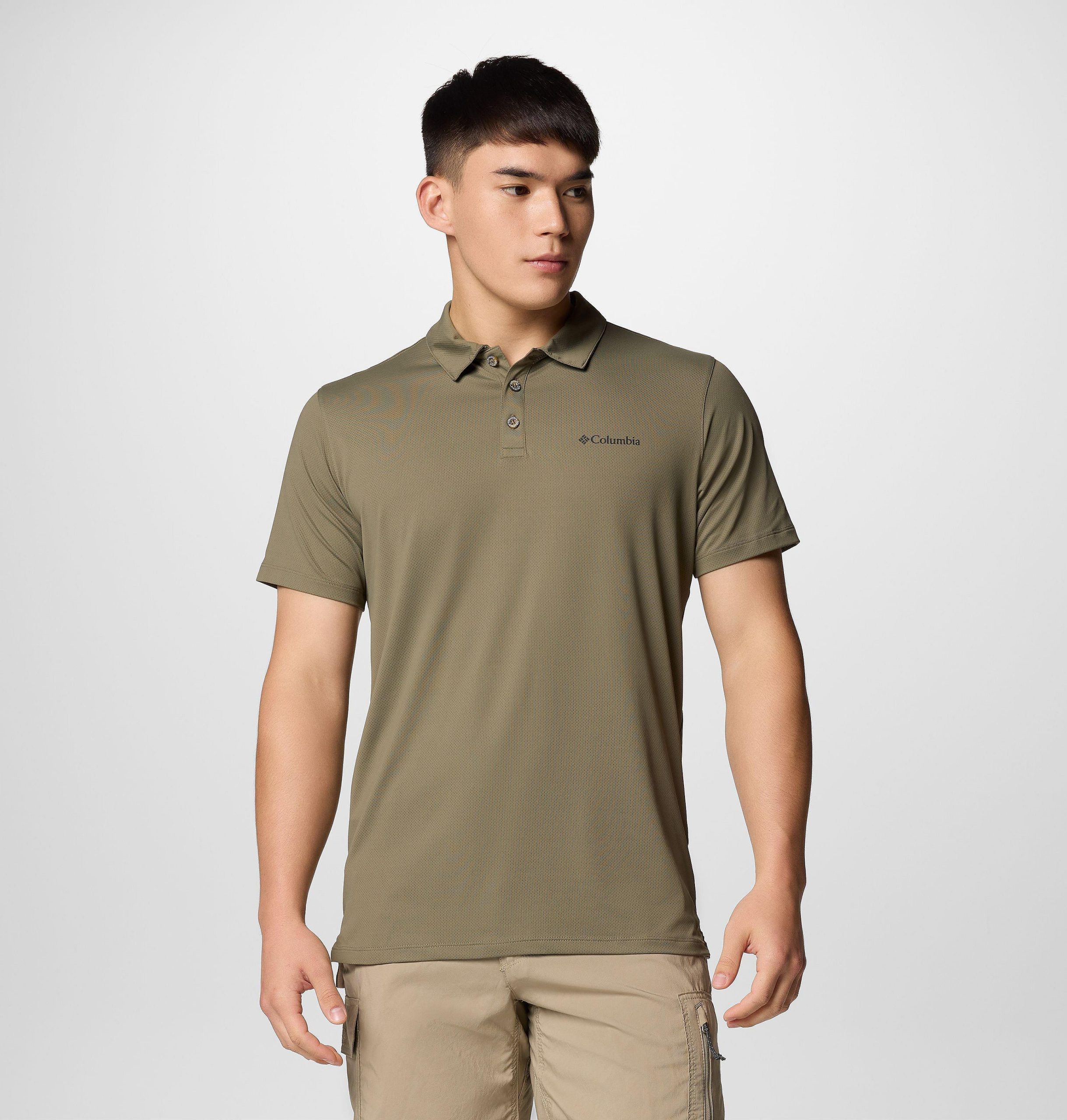 heren tech trail utility polo - lang