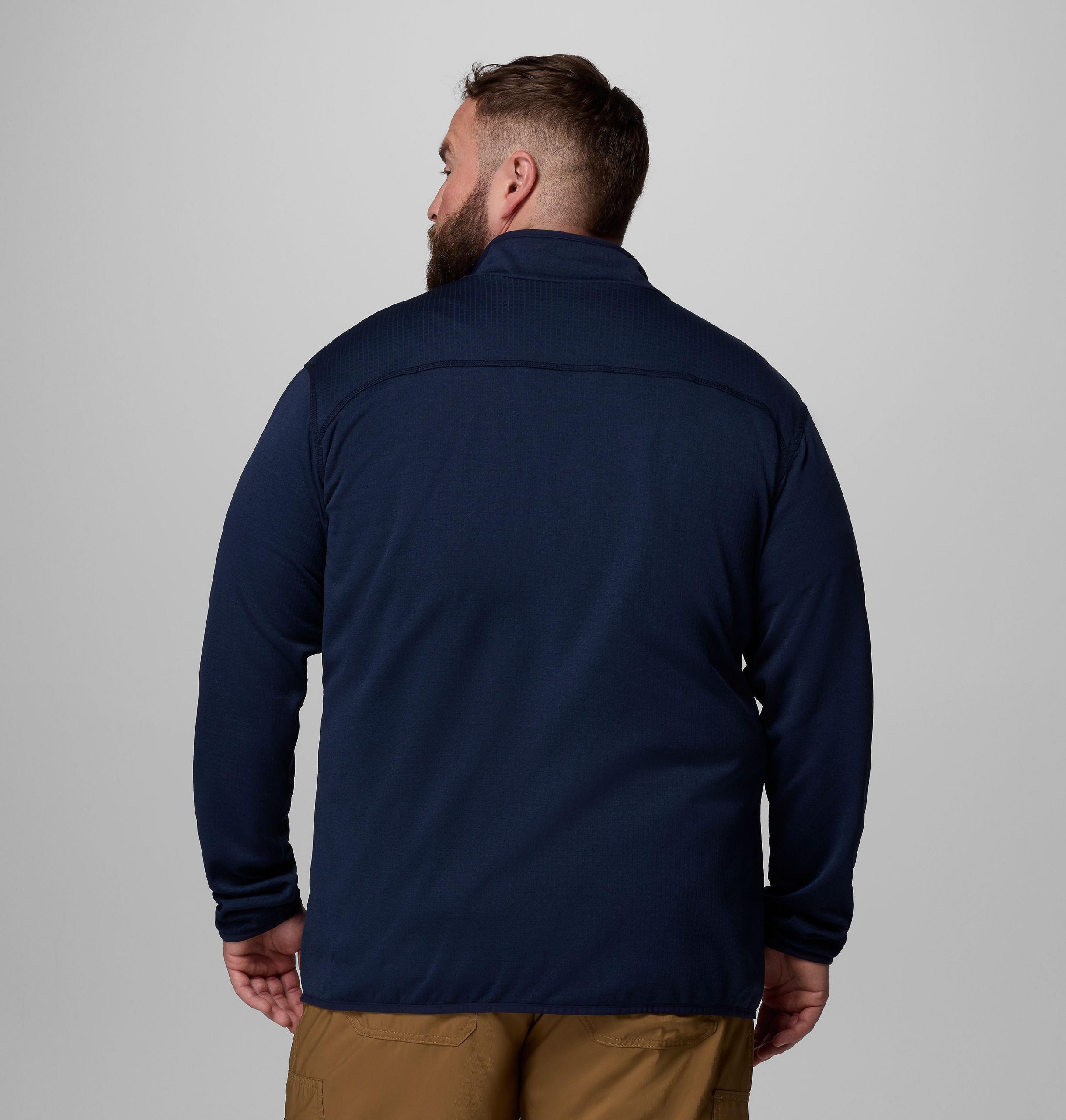 essential heren wandeljas van fleece met rasterpatroon en volledige ritssluiting - groot
