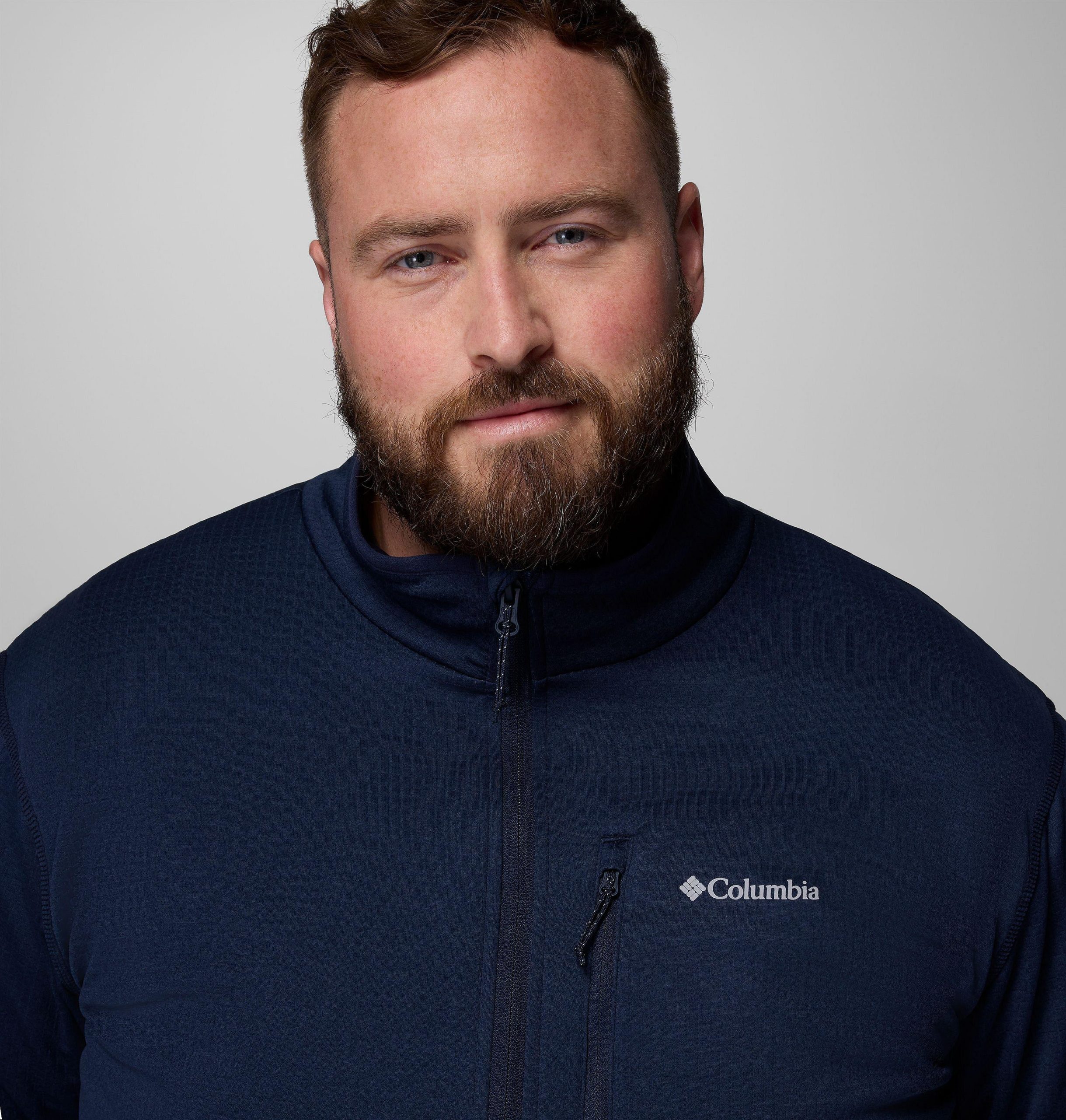 essential heren wandeljas van fleece met rasterpatroon en volledige ritssluiting - groot
