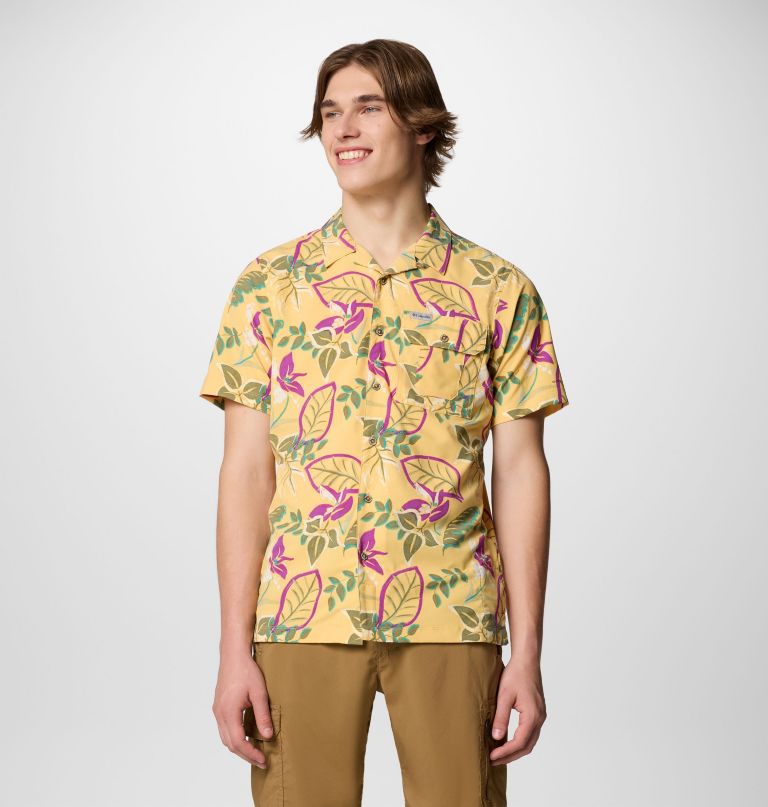 men tech trail utility printed woven short sleeve shirt