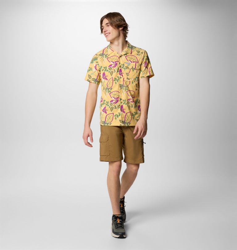 men tech trail utility printed woven short sleeve shirt