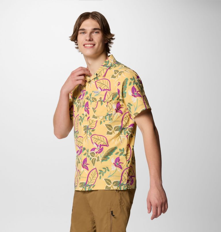 men tech trail utility printed woven short sleeve shirt