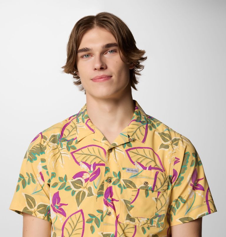 men tech trail utility printed woven short sleeve shirt