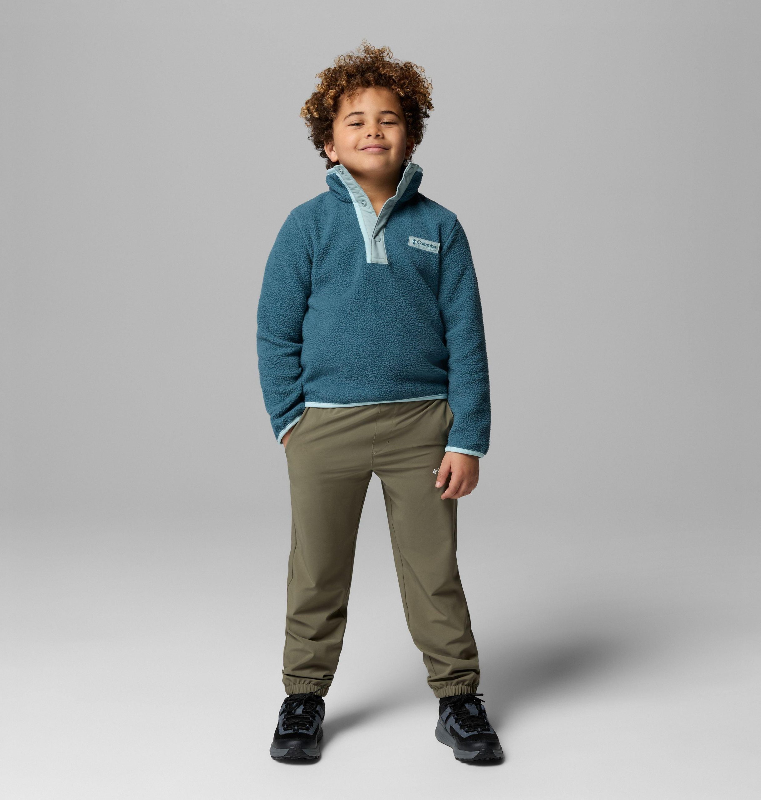 helvetia ii fleece trui met halve drukknoopsluiting voor kinderen