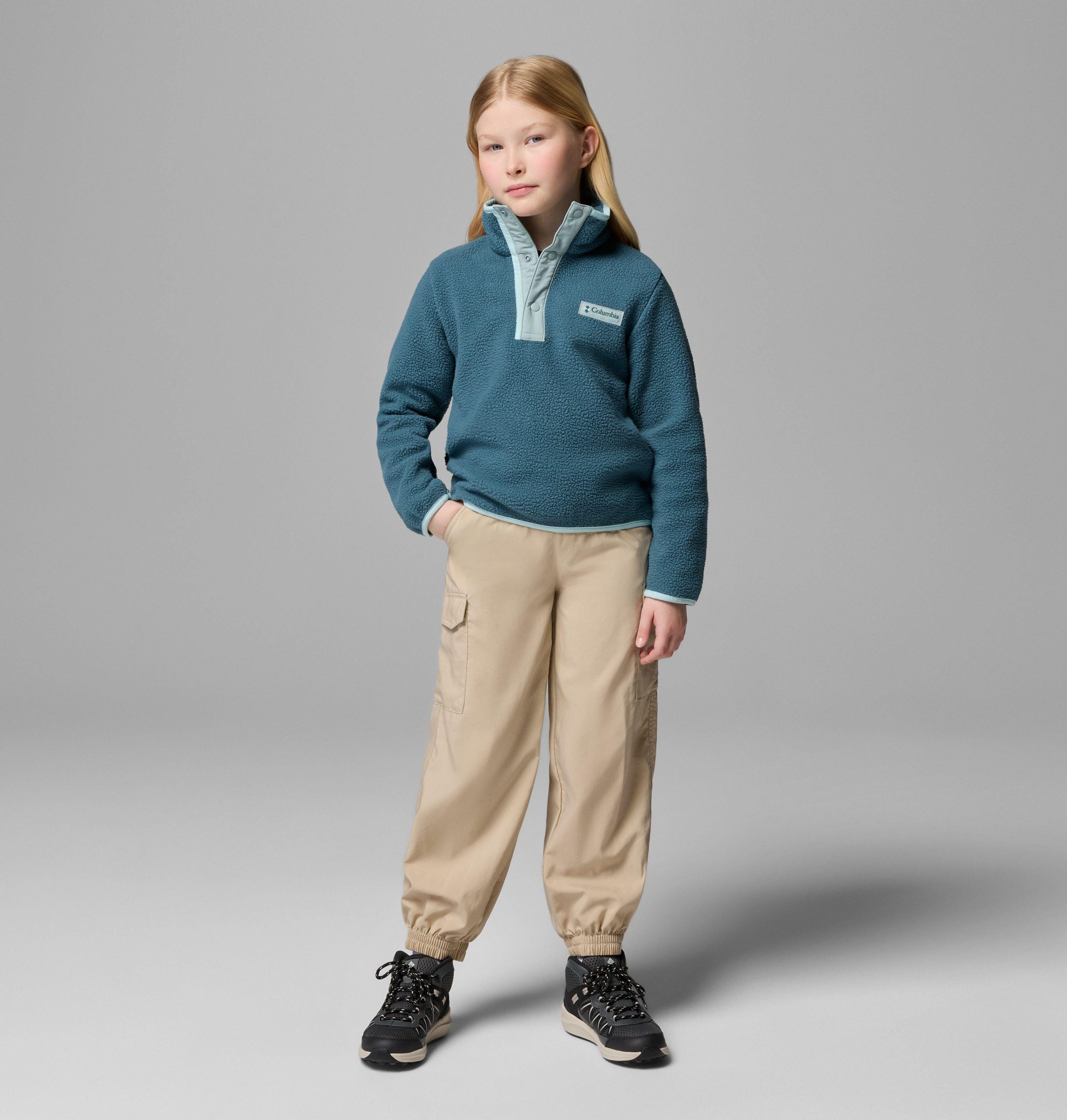 helvetia ii fleece trui met halve drukknoopsluiting voor kinderen