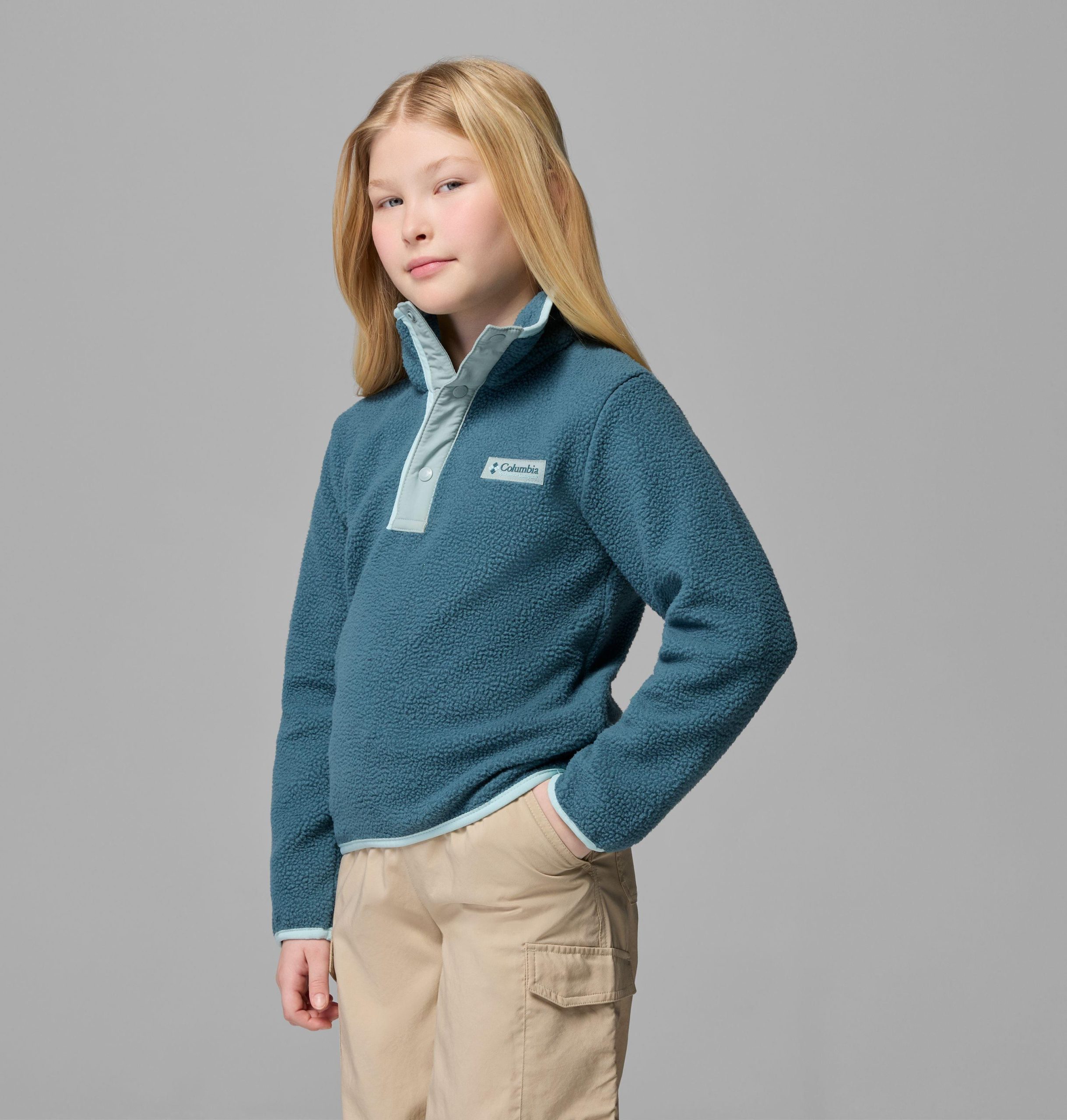 helvetia ii fleece trui met halve drukknoopsluiting voor kinderen