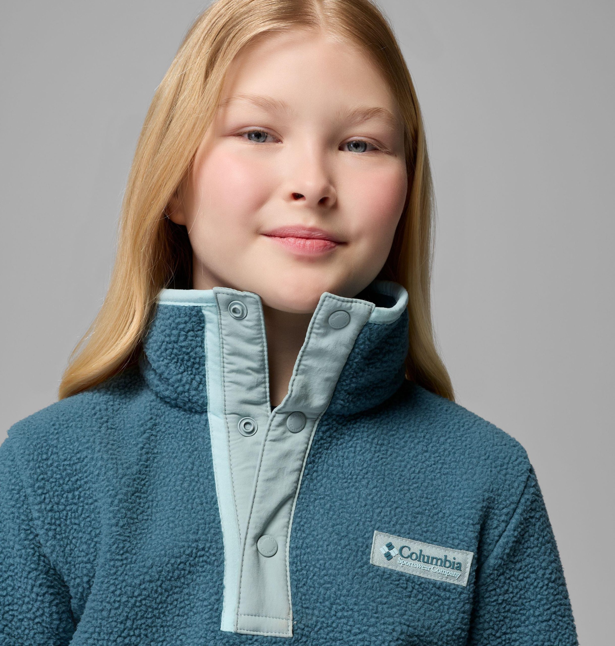 helvetia ii fleece trui met halve drukknoopsluiting voor kinderen