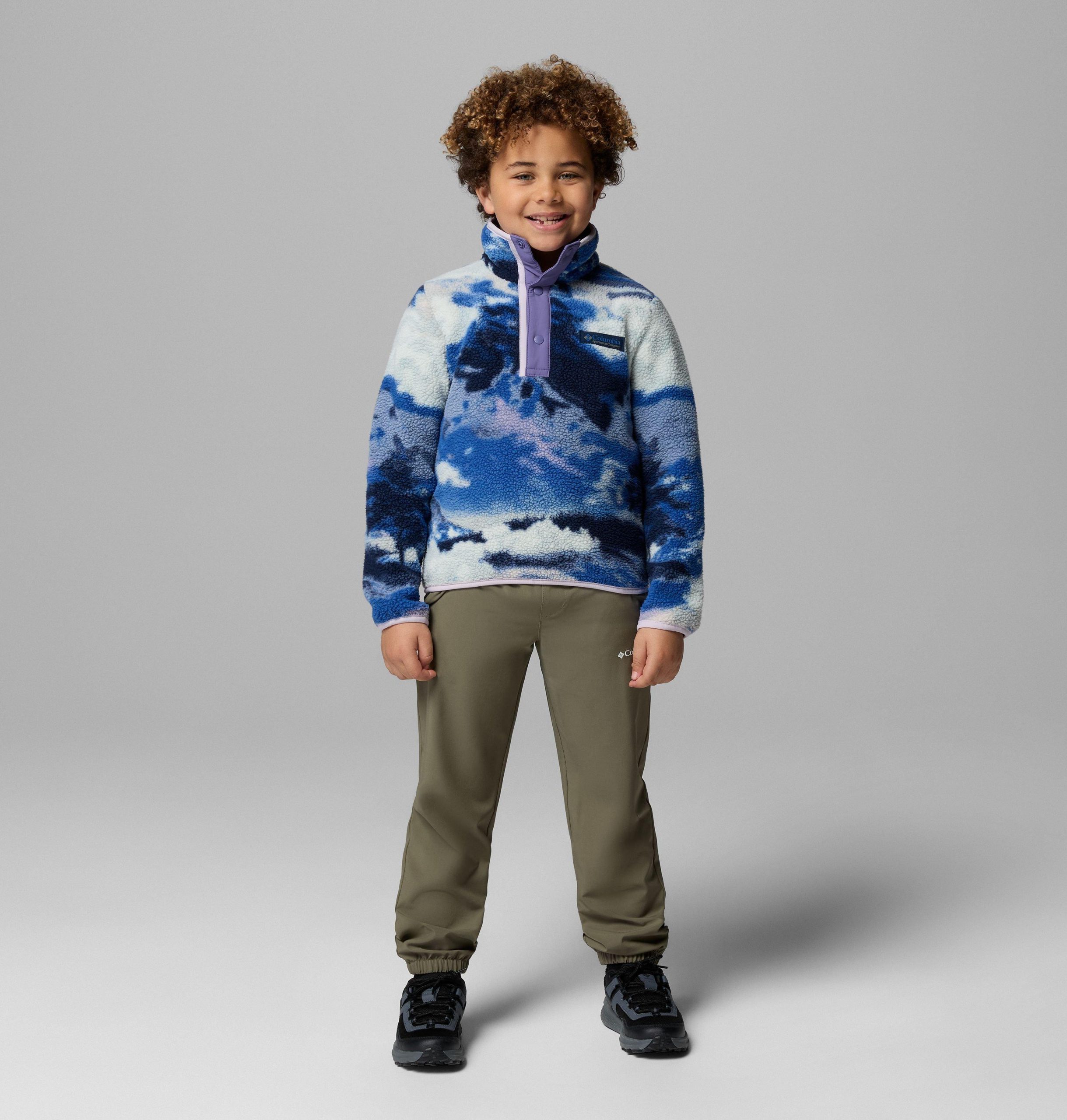 kinderpullover van helvetia ii met print en halve drukknoopsluiting