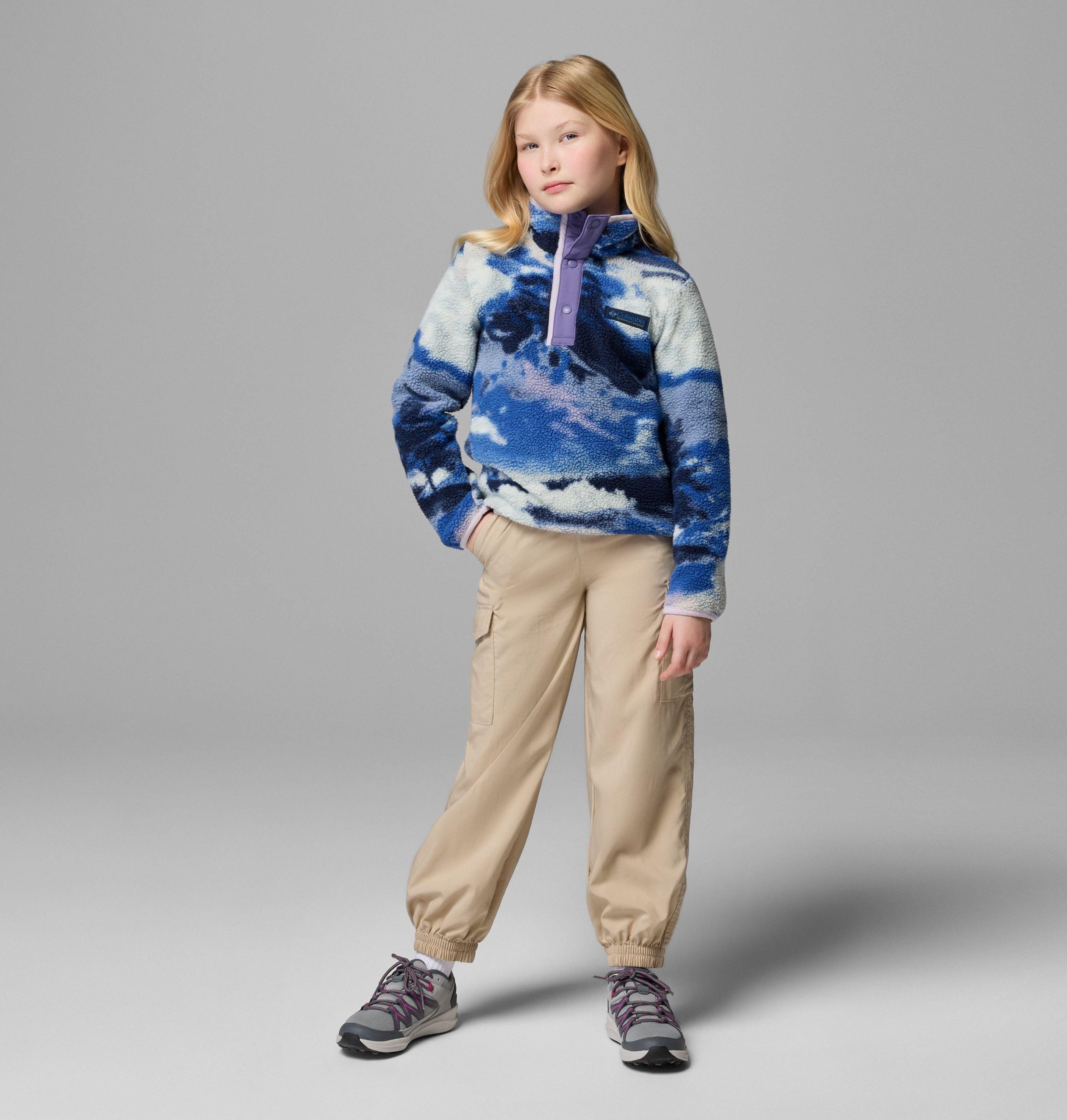 kinderpullover van helvetia ii met print en halve drukknoopsluiting