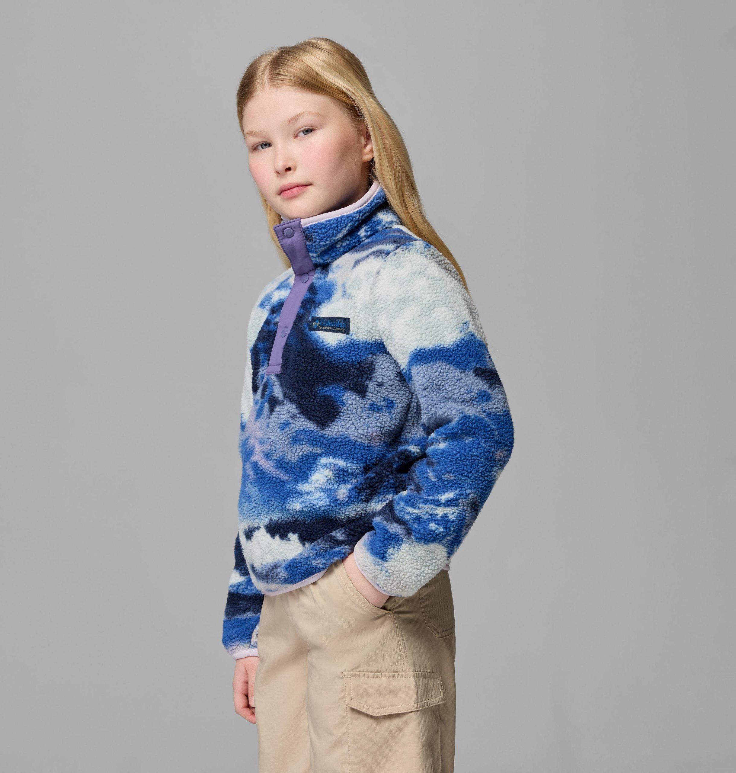 kinderpullover van helvetia ii met print en halve drukknoopsluiting