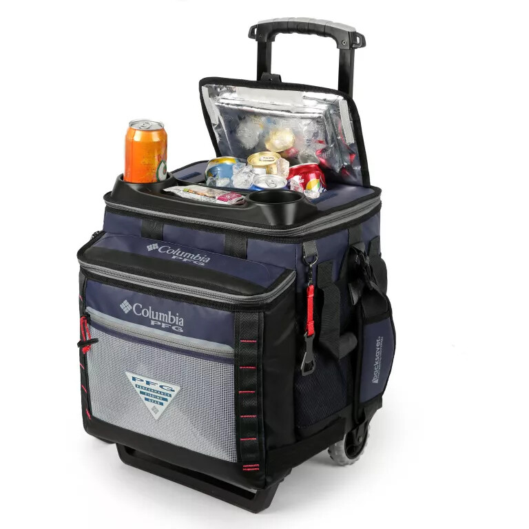 columbia pfg big katuna rolling cooler - 60-can capacity