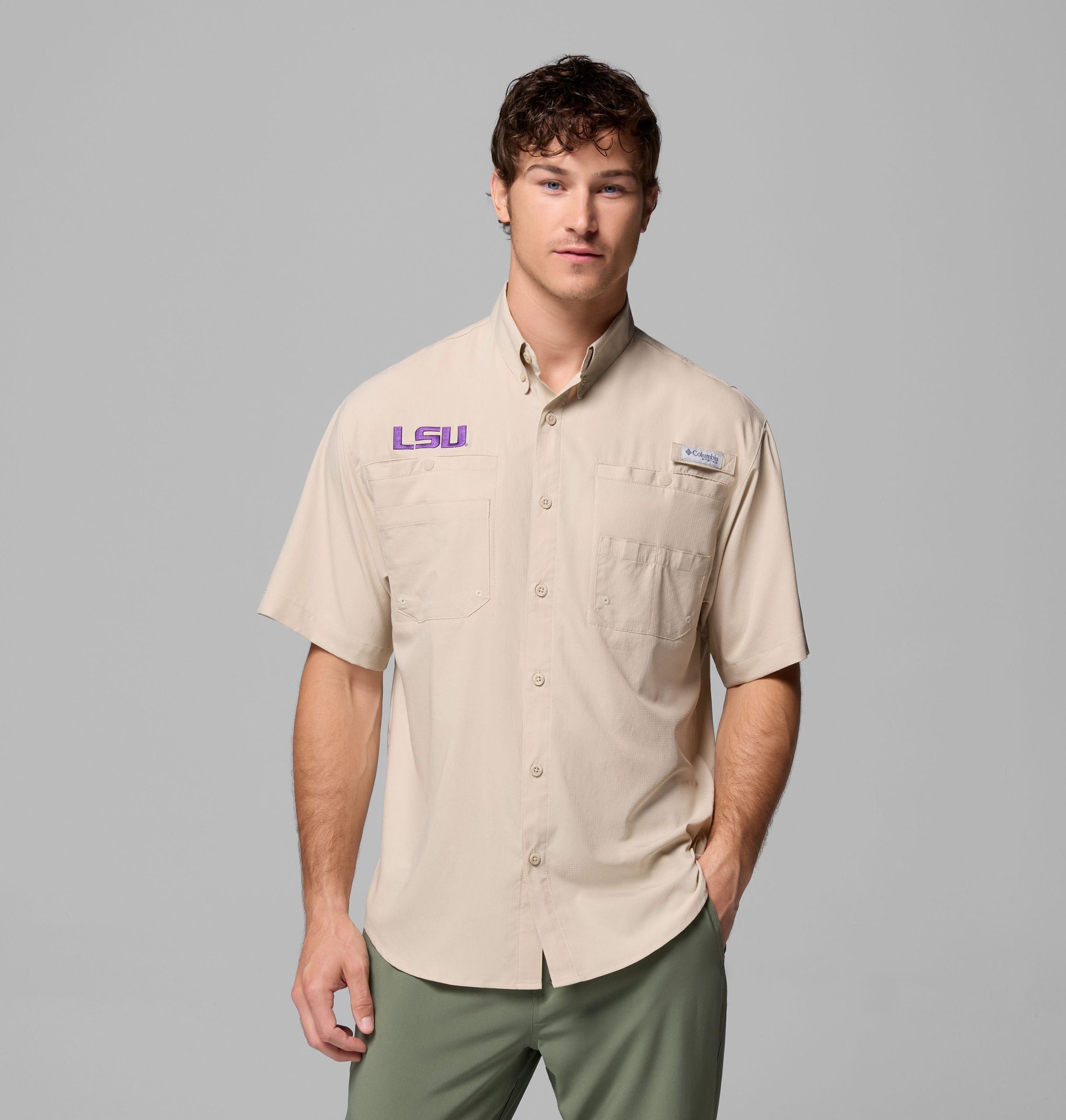 heren college pfg tamiami shirt met korte mouwen - lsu