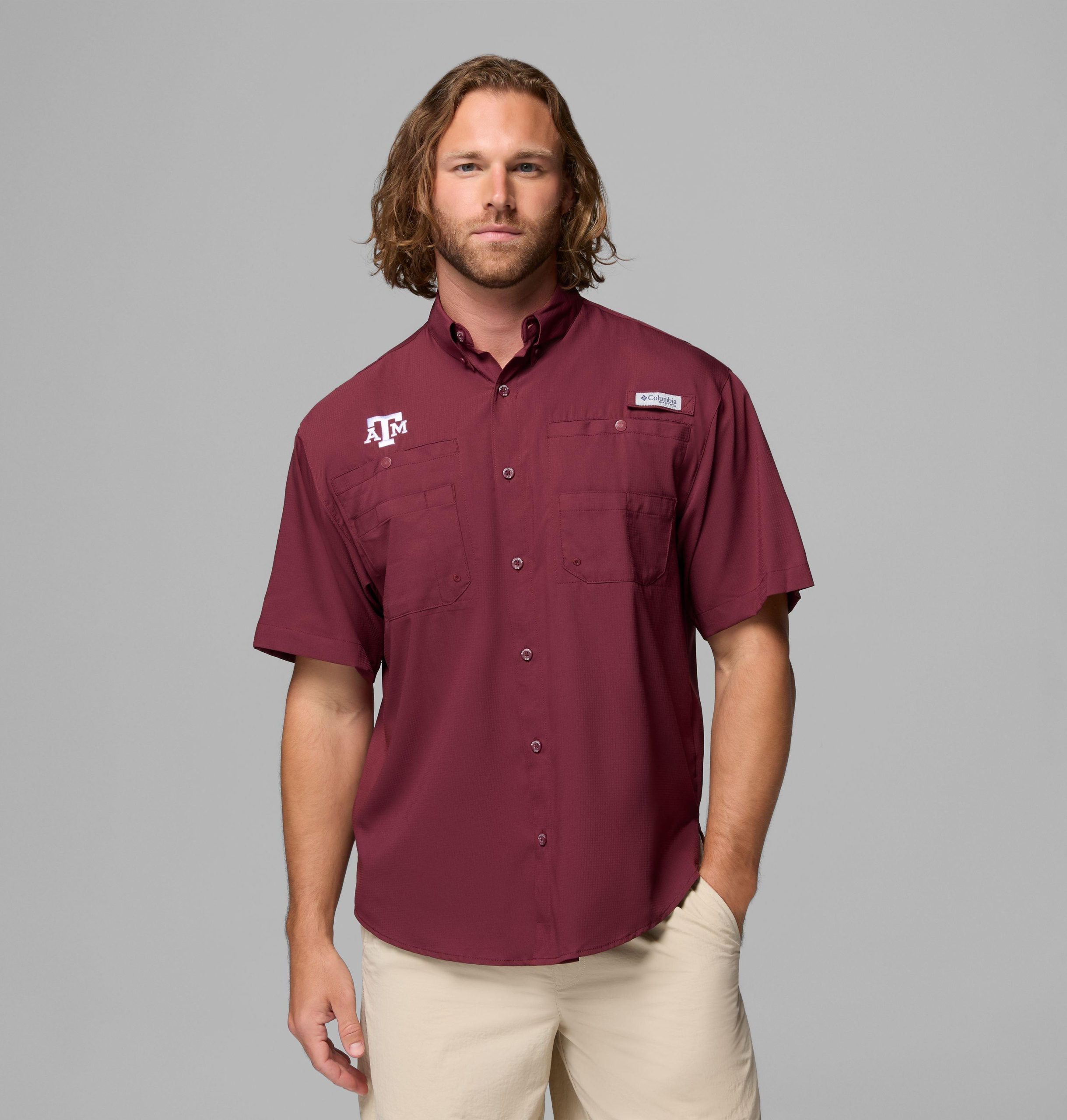 heren t-shirt met korte mouwen pfg tamiami - texas am