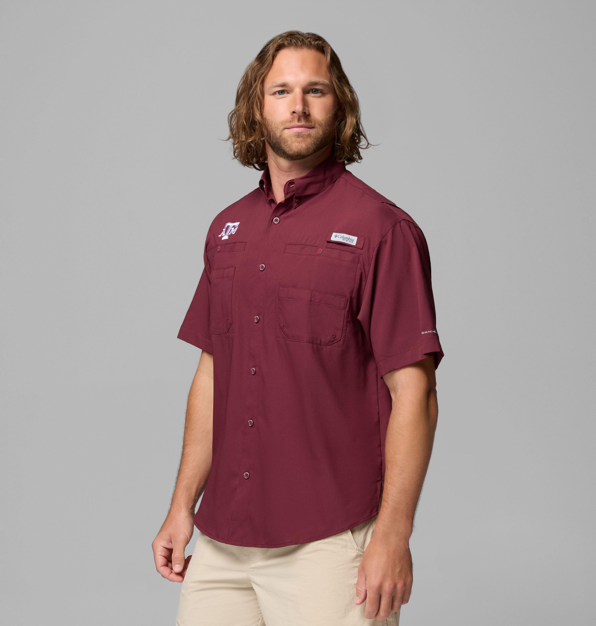 heren t-shirt met korte mouwen pfg tamiami - texas am