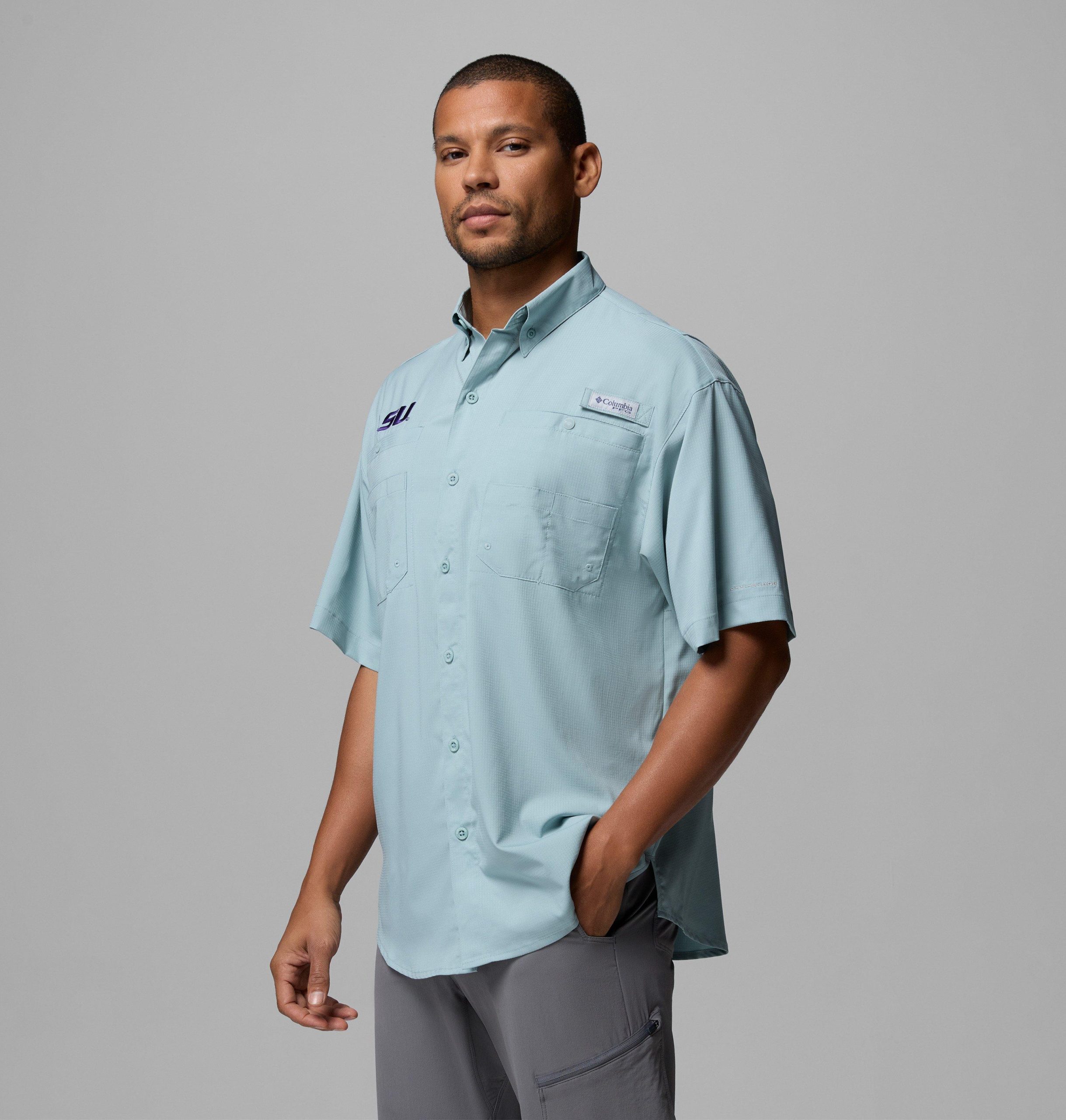 heren pfg tamiami shirt met korte mouwen - lang - louisiana