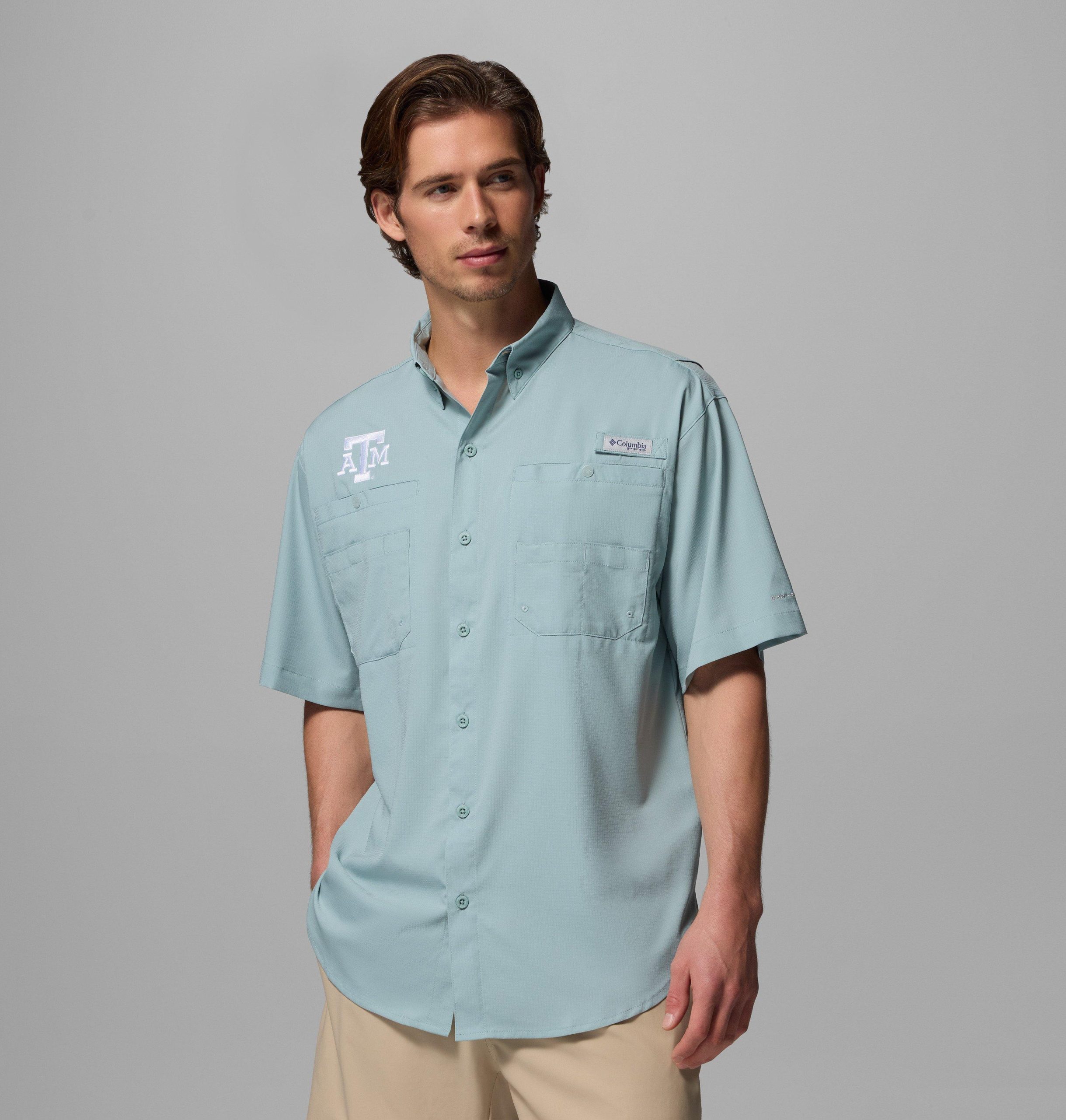 heren t-shirt met korte mouwen pfg tamiami - lang - texas am