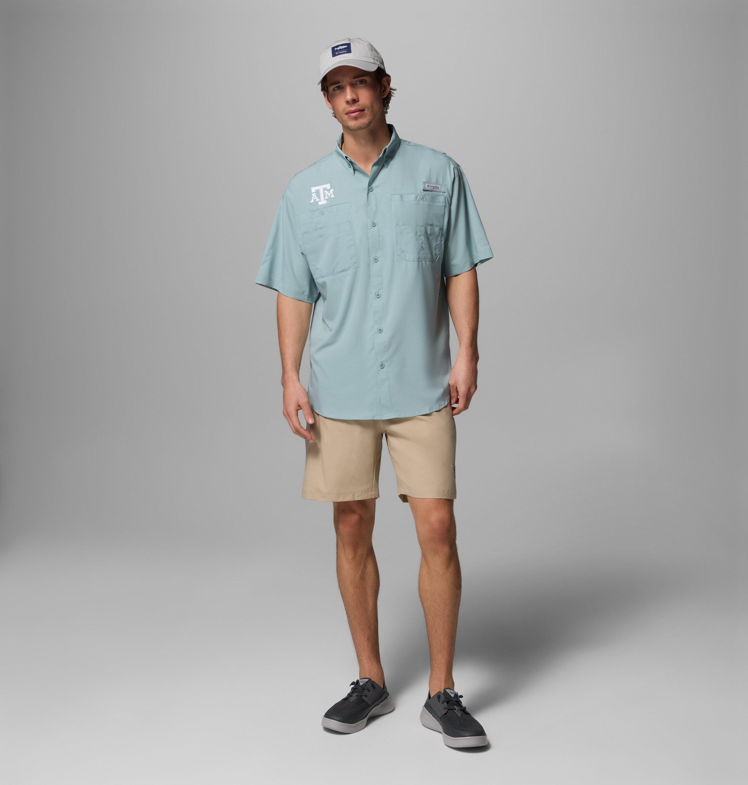 heren t-shirt met korte mouwen pfg tamiami - lang - texas am
