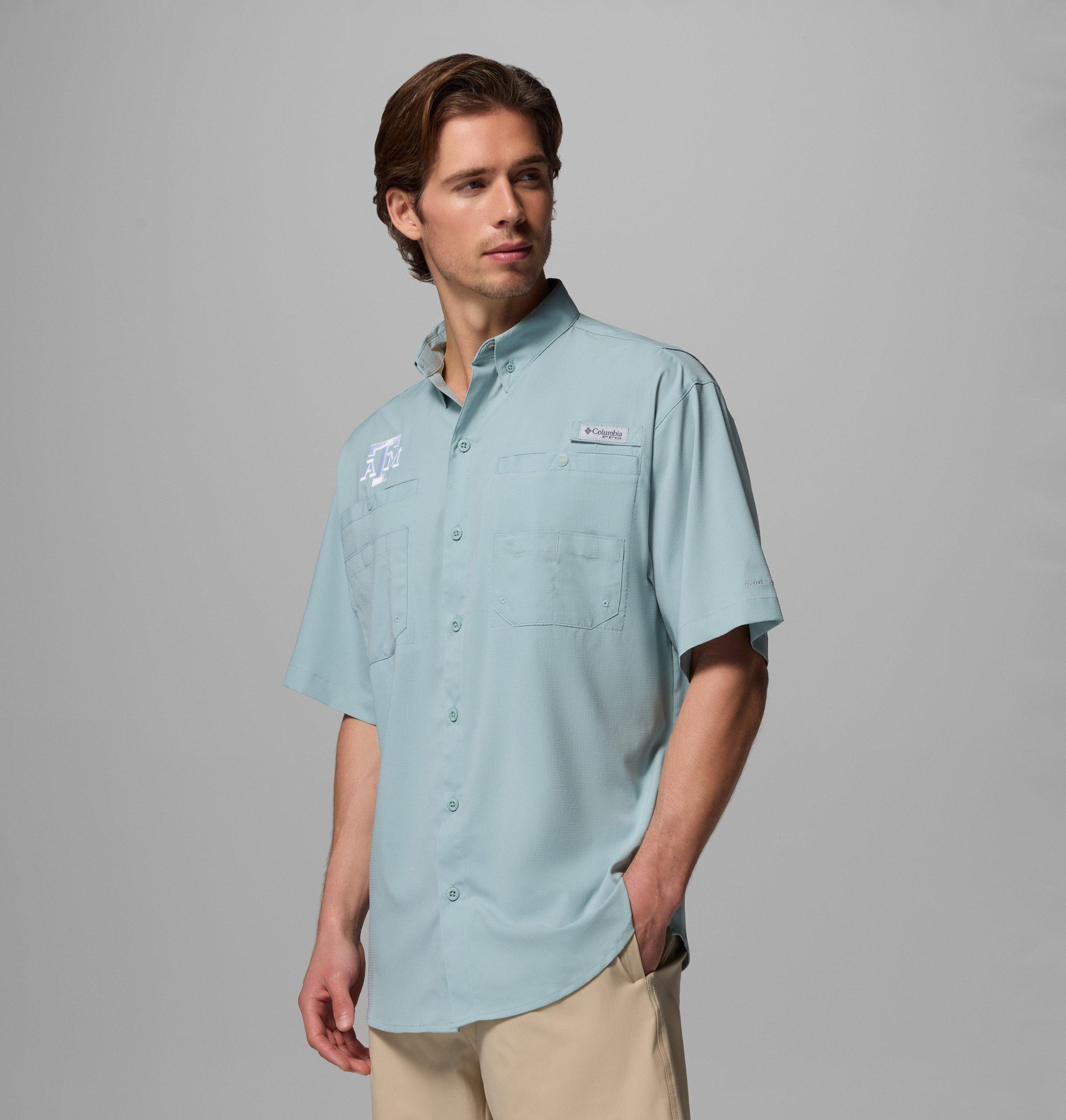 heren t-shirt met korte mouwen pfg tamiami - lang - texas am