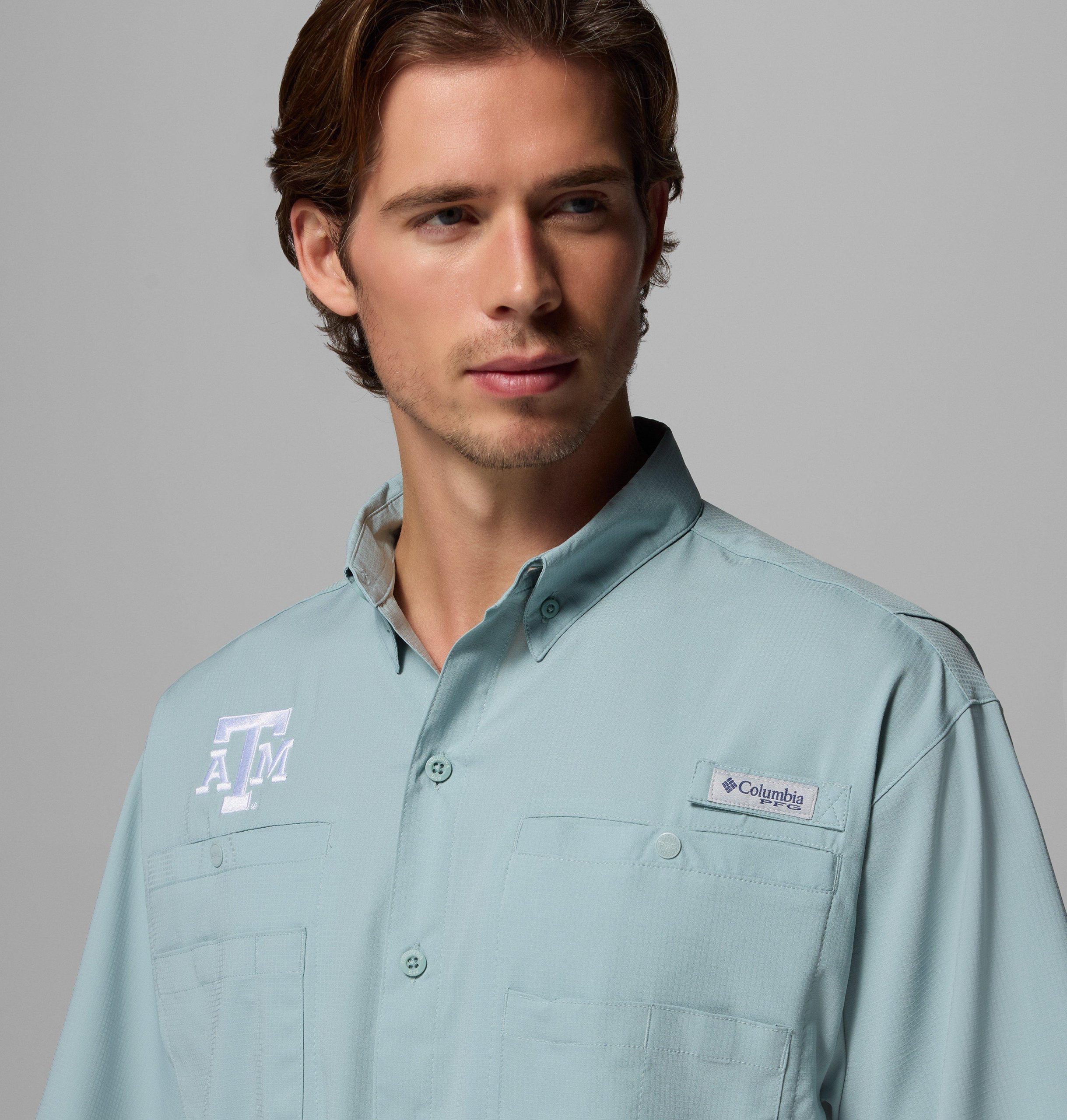 heren t-shirt met korte mouwen pfg tamiami - lang - texas am