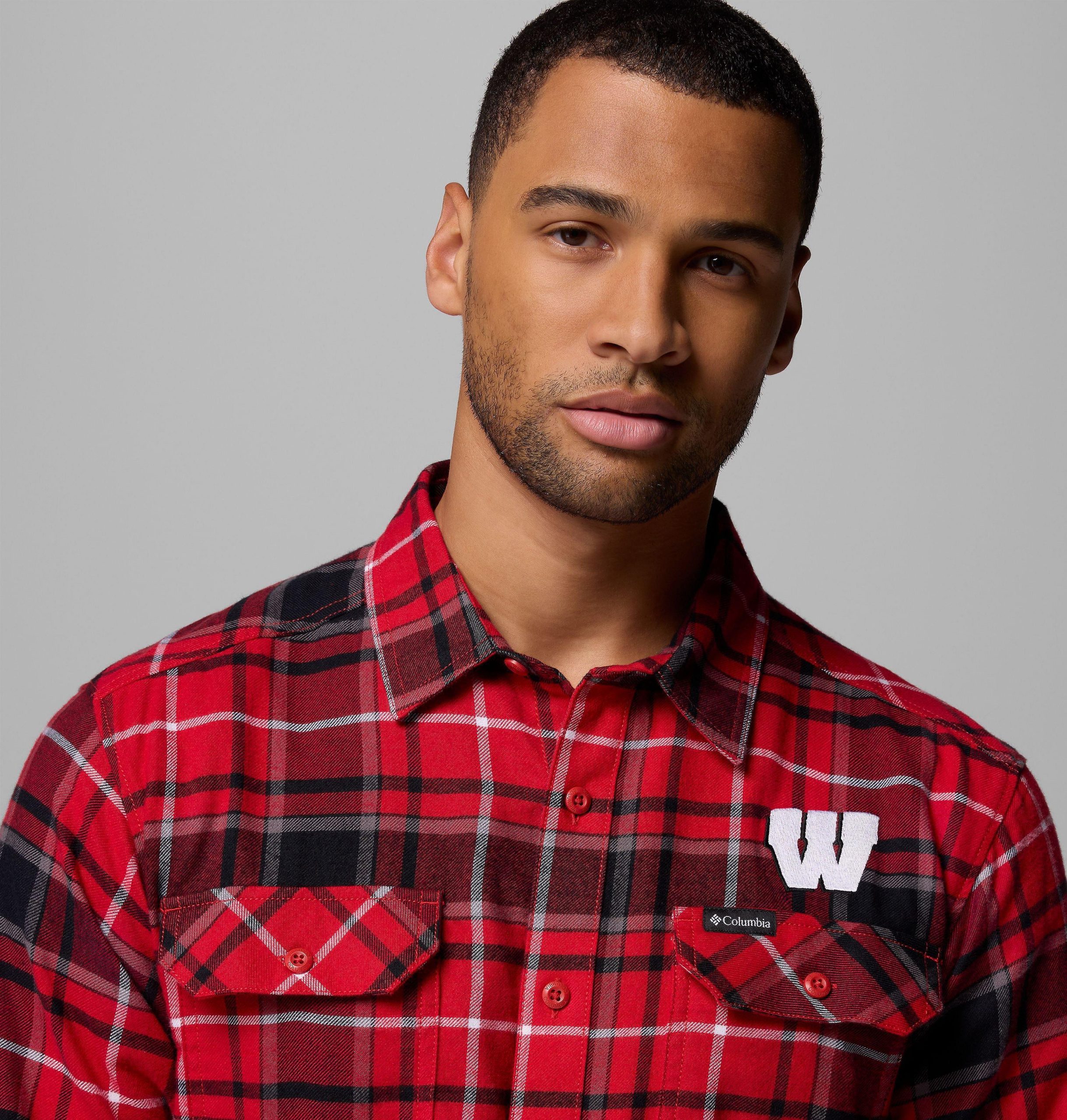 heren flanellen shirt met lange mouwen en opdruk van een flare gun wisconsin
