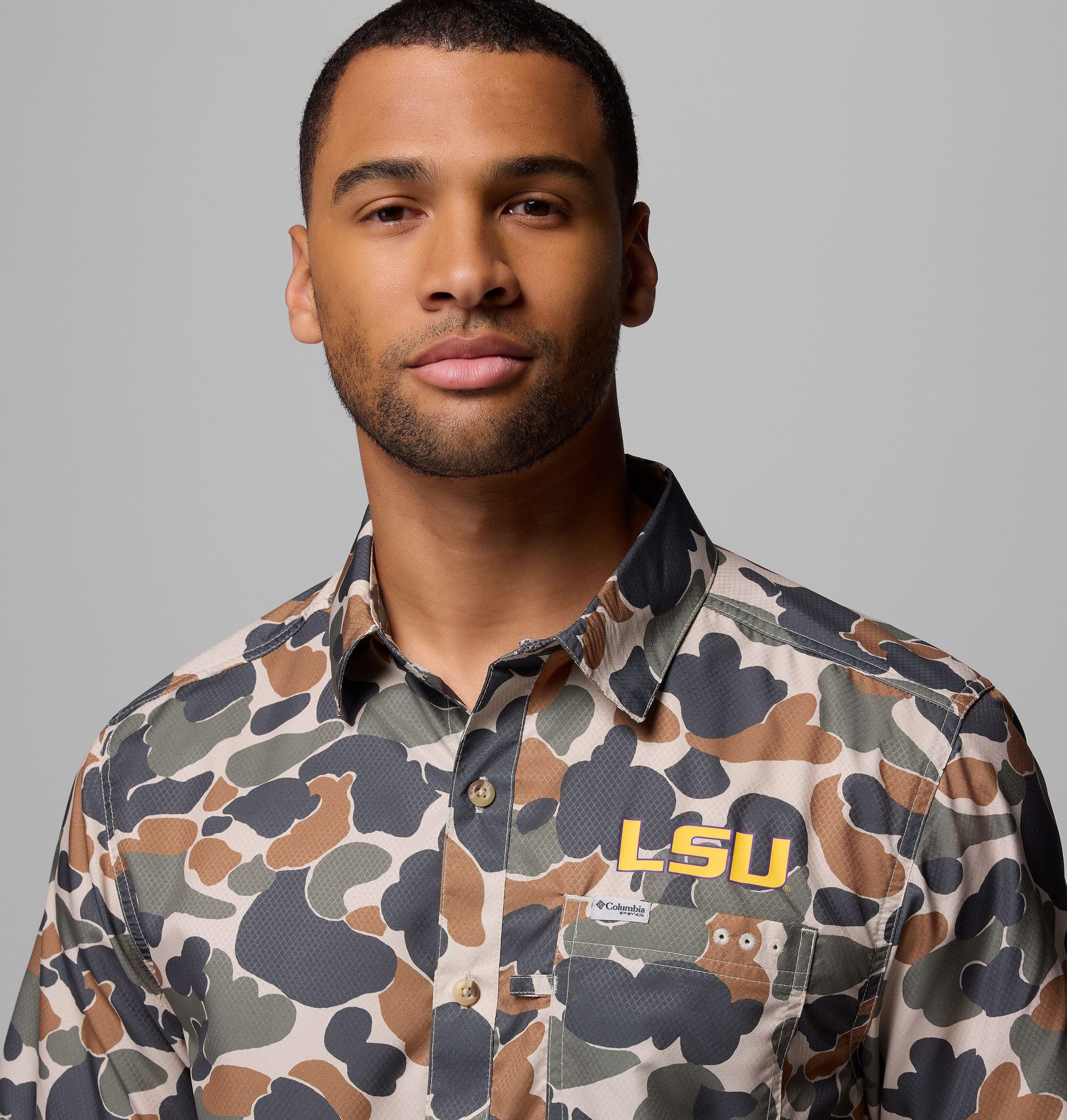heren pfg super slack tide shirt - lsu