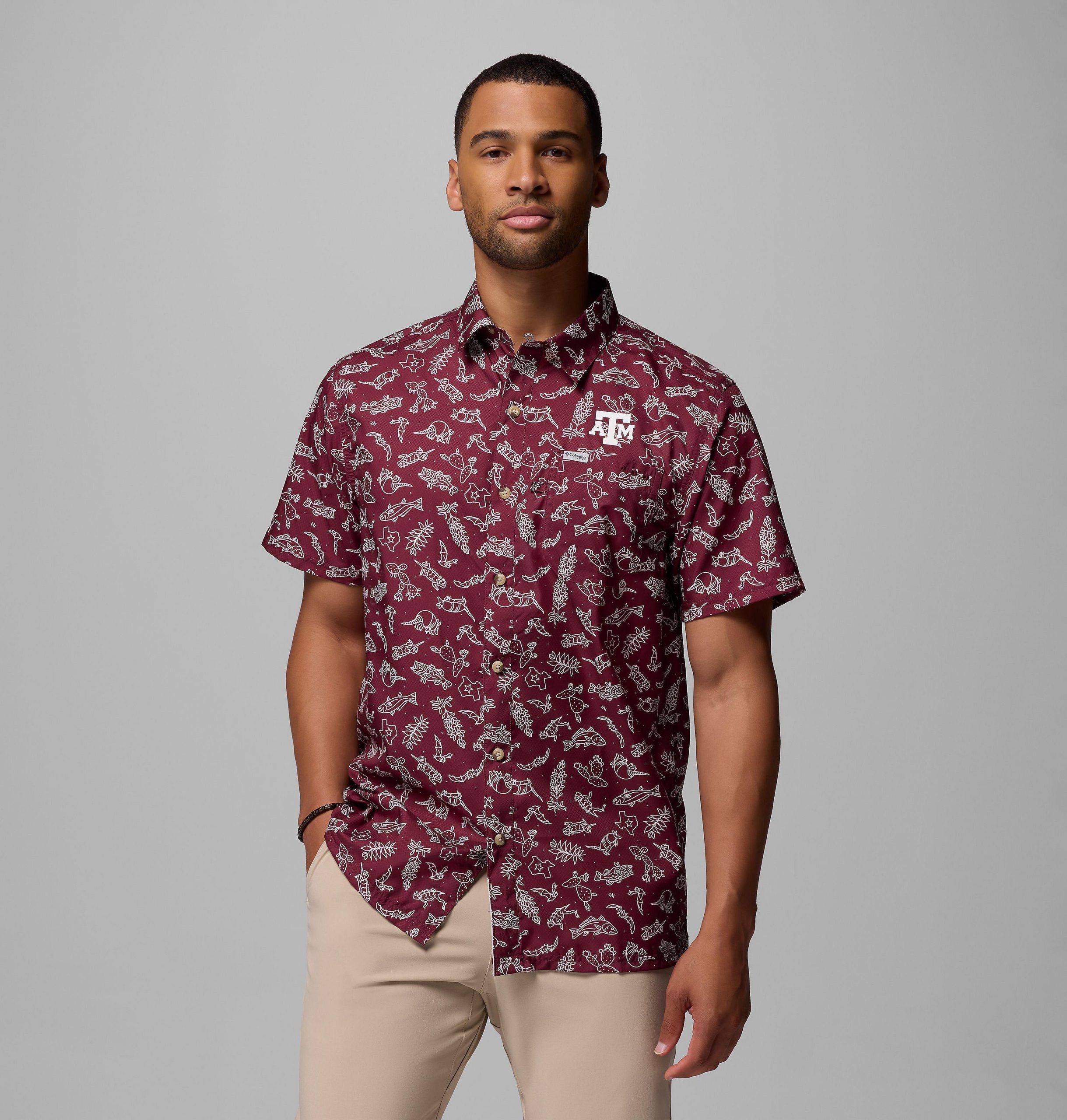 heren pfg super slack tide shirt - texas am