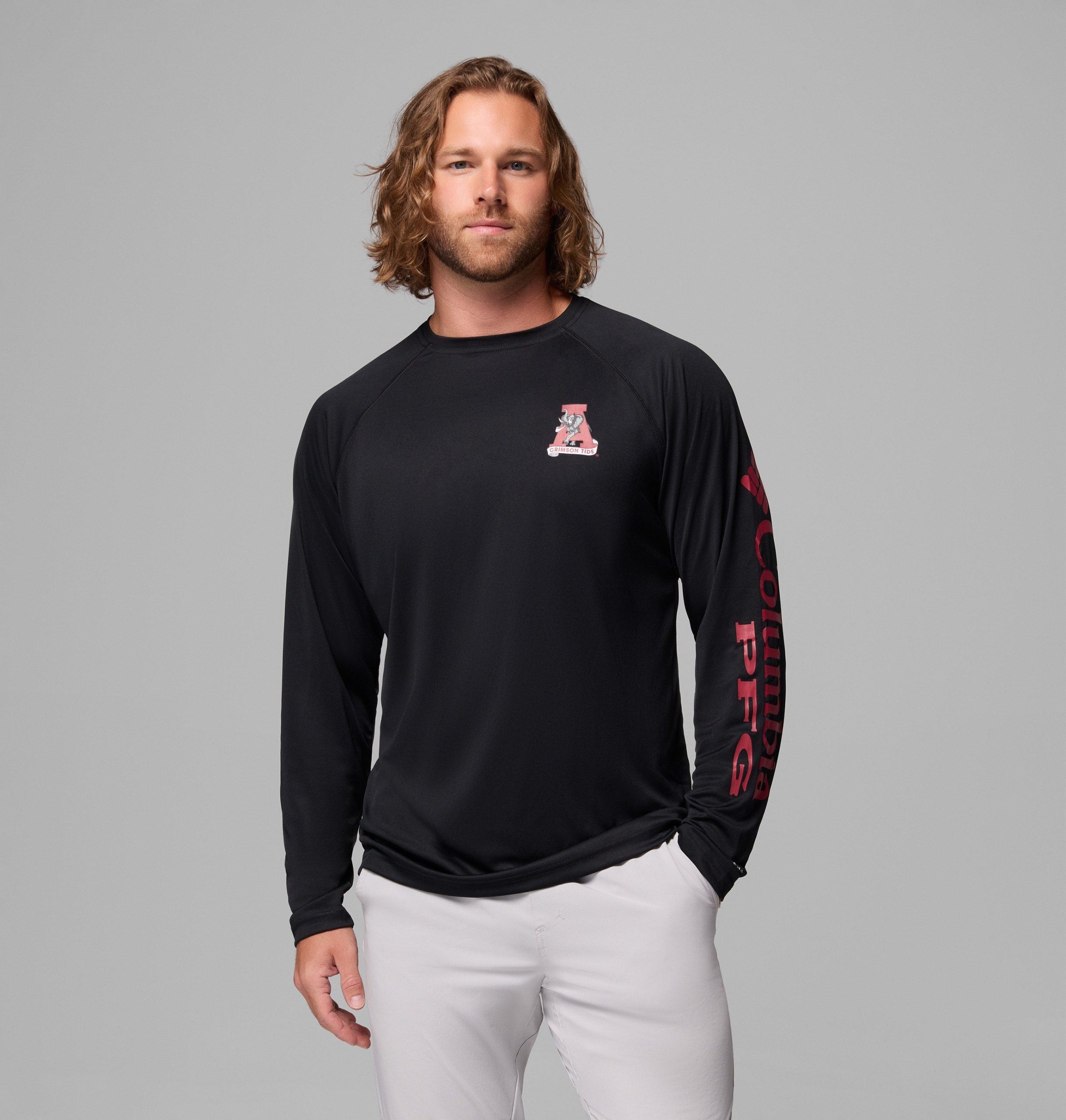 heren college pfg terminal tackle shirt met lange mouwen - tall - alabama