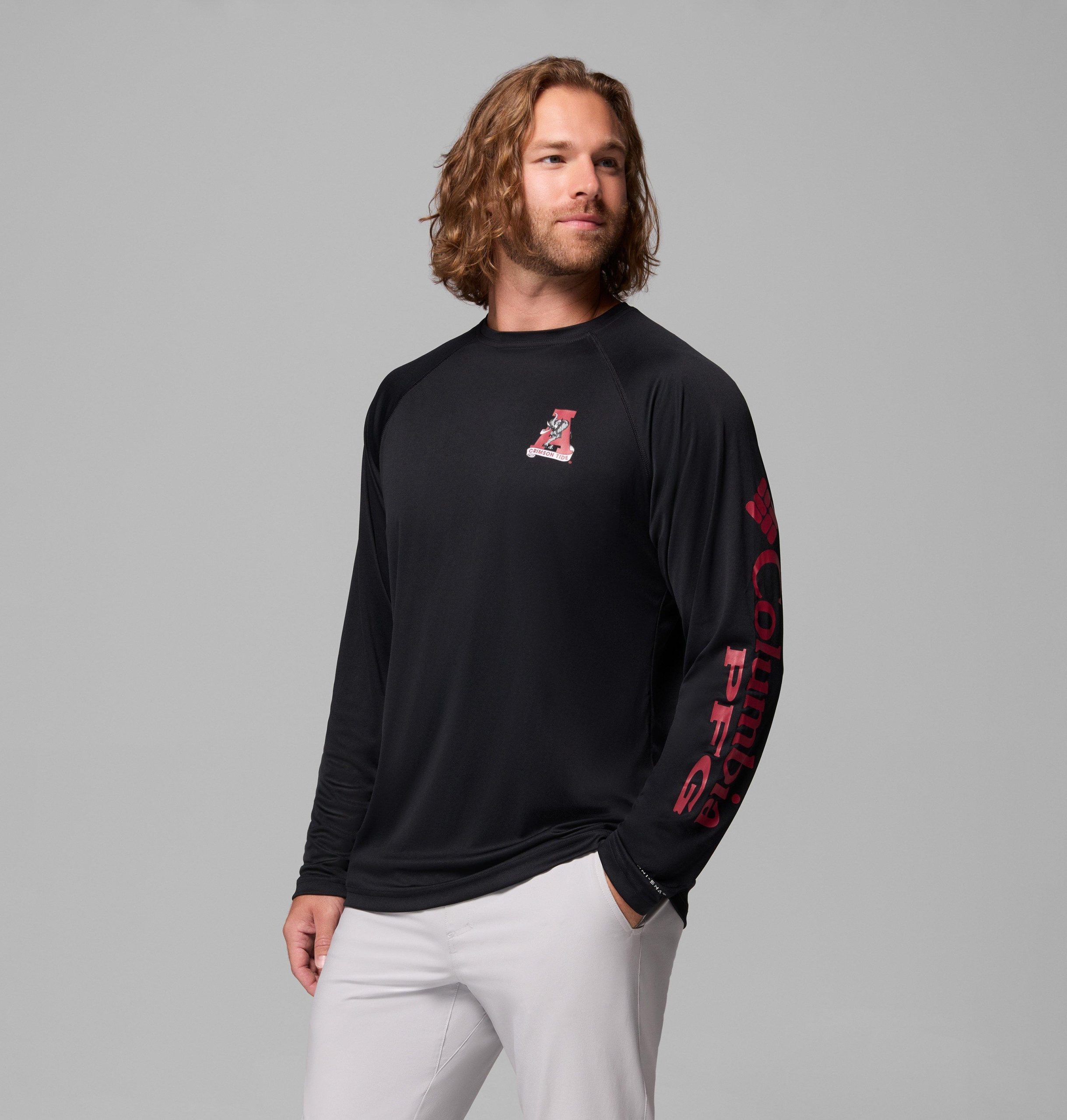 heren college pfg terminal tackle shirt met lange mouwen - tall - alabama