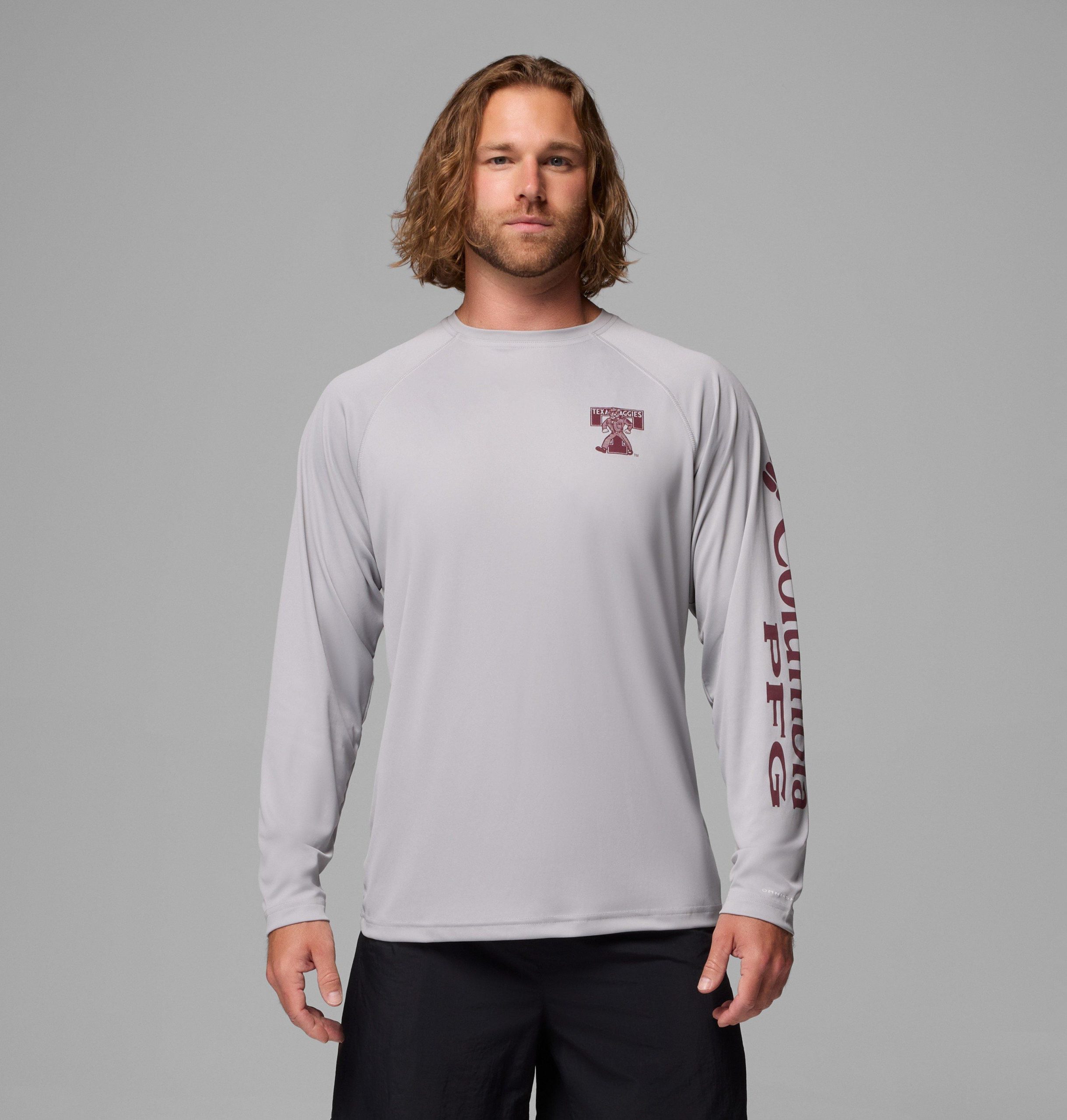 heren pfg terminal tackle shirt met lange mouwen - tall - texas am