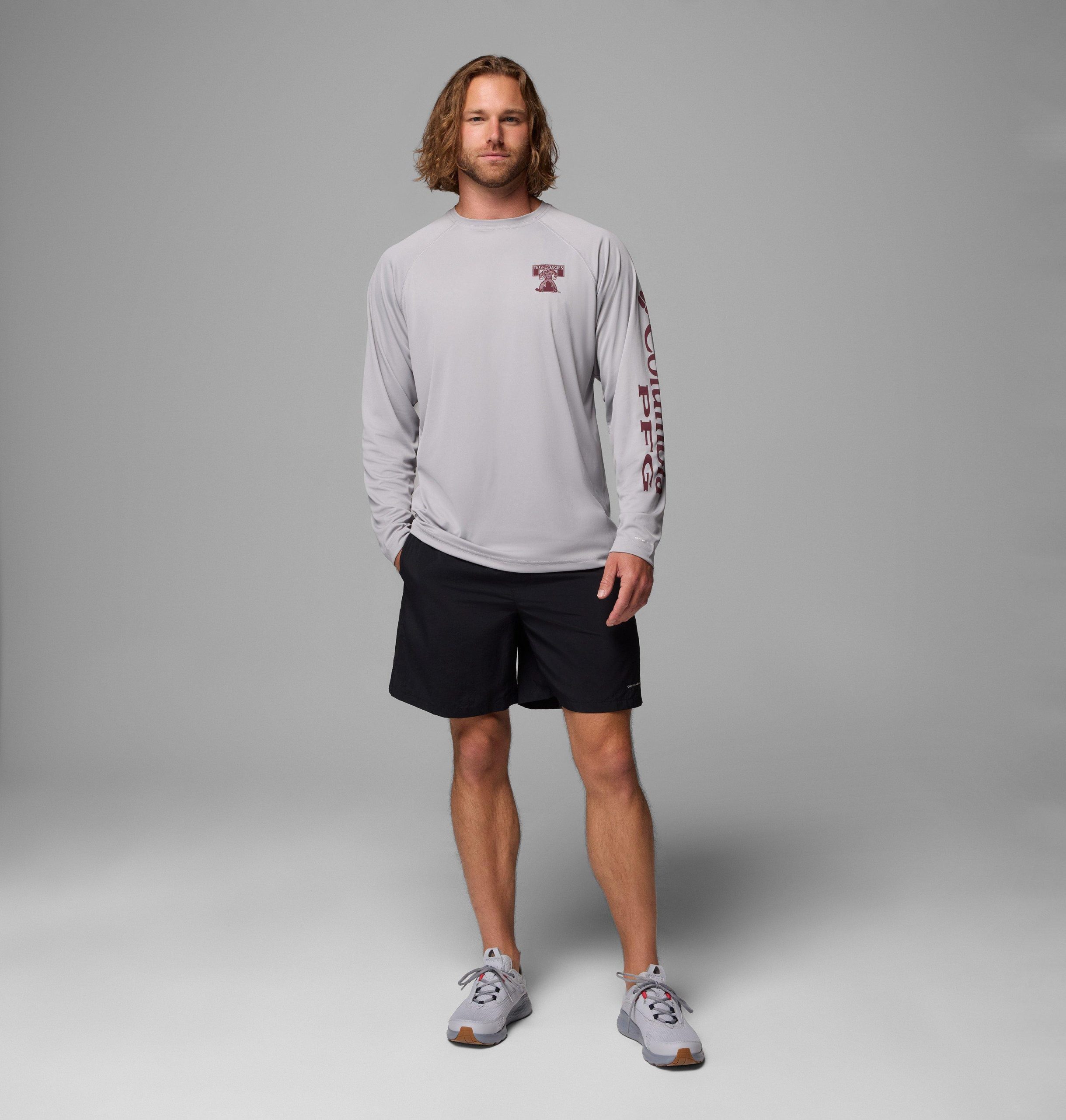 heren pfg terminal tackle shirt met lange mouwen - tall - texas am