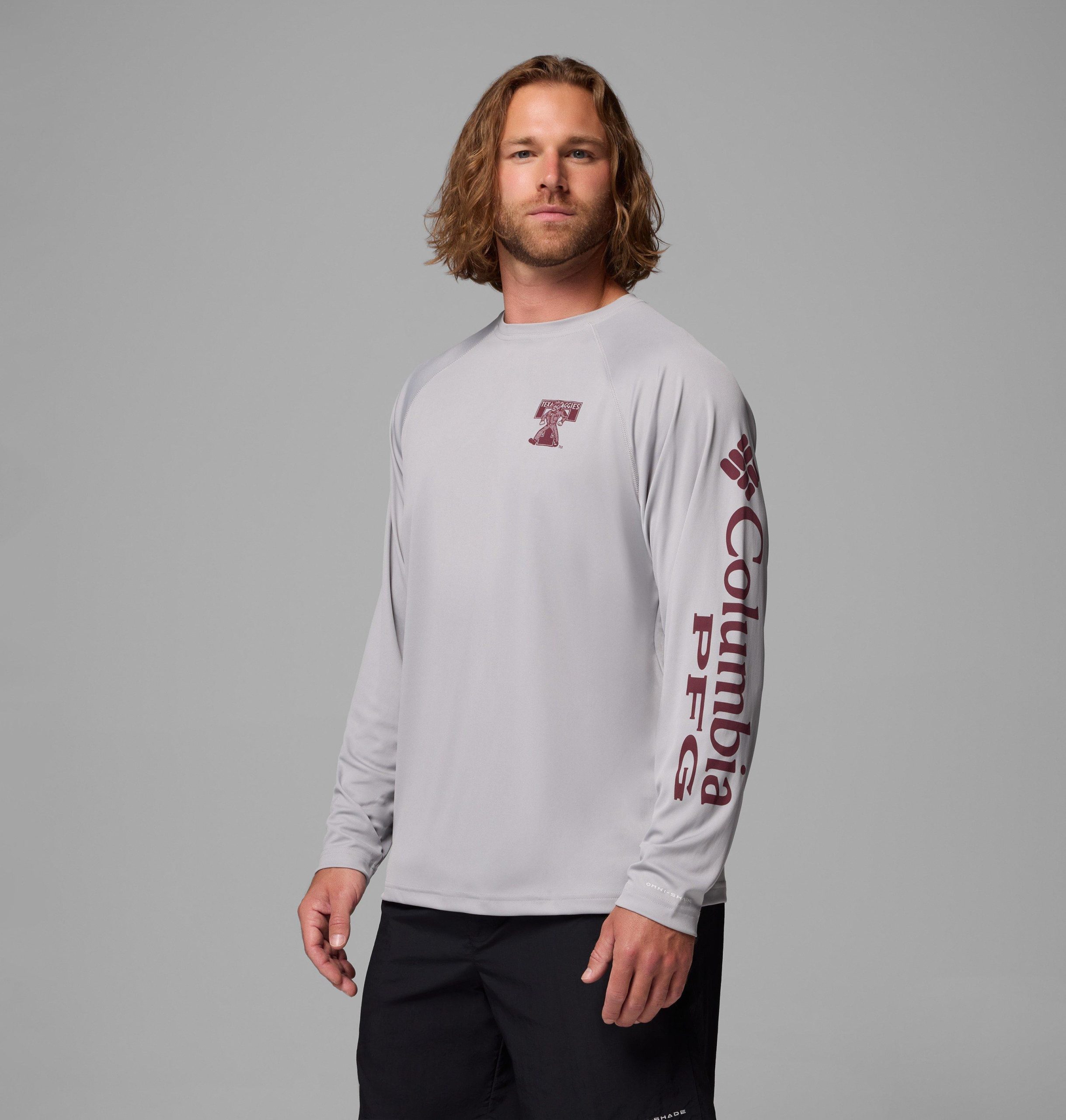 heren pfg terminal tackle shirt met lange mouwen - tall - texas am