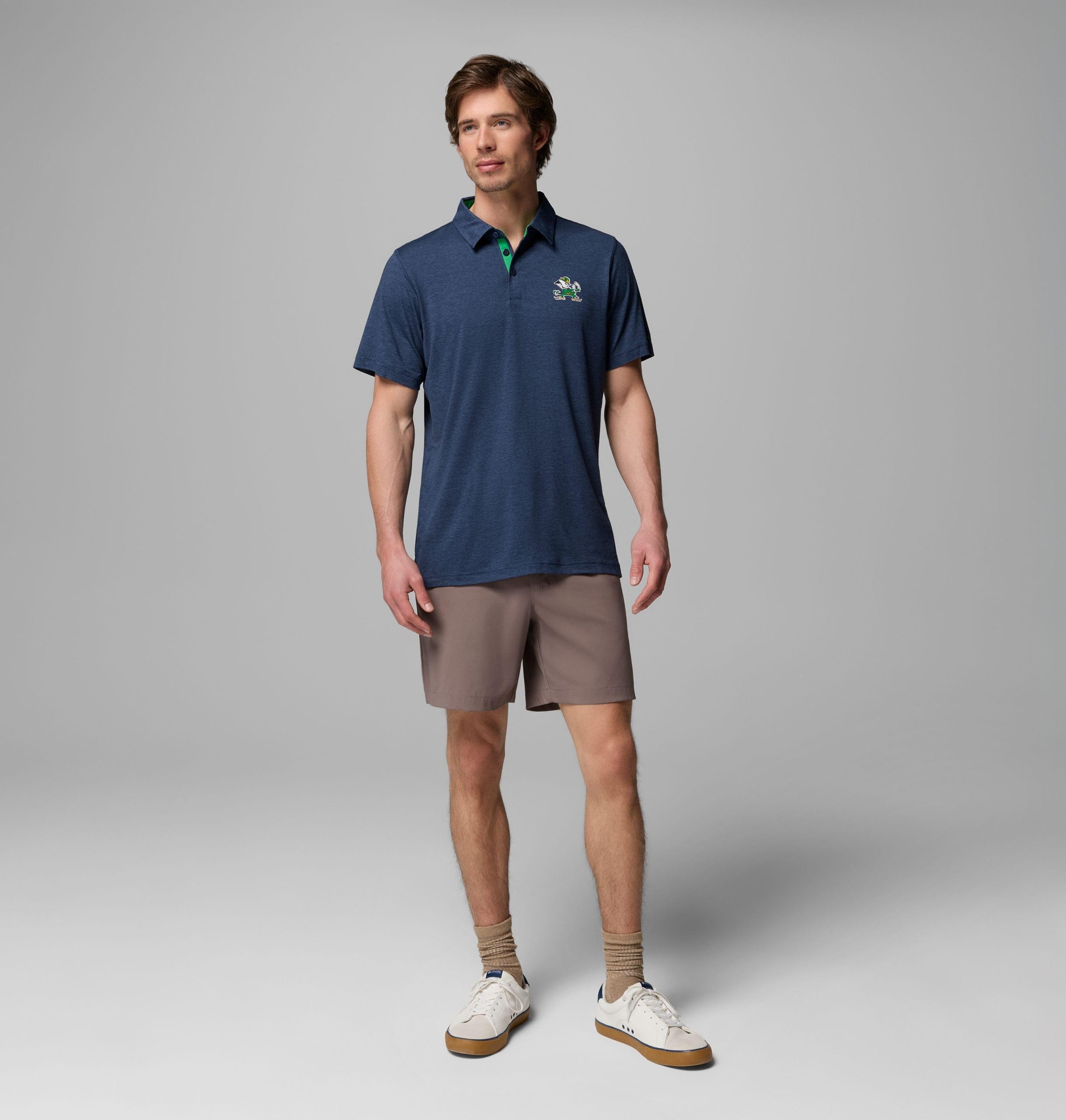 heren collegiate tech trail polo - notre dame