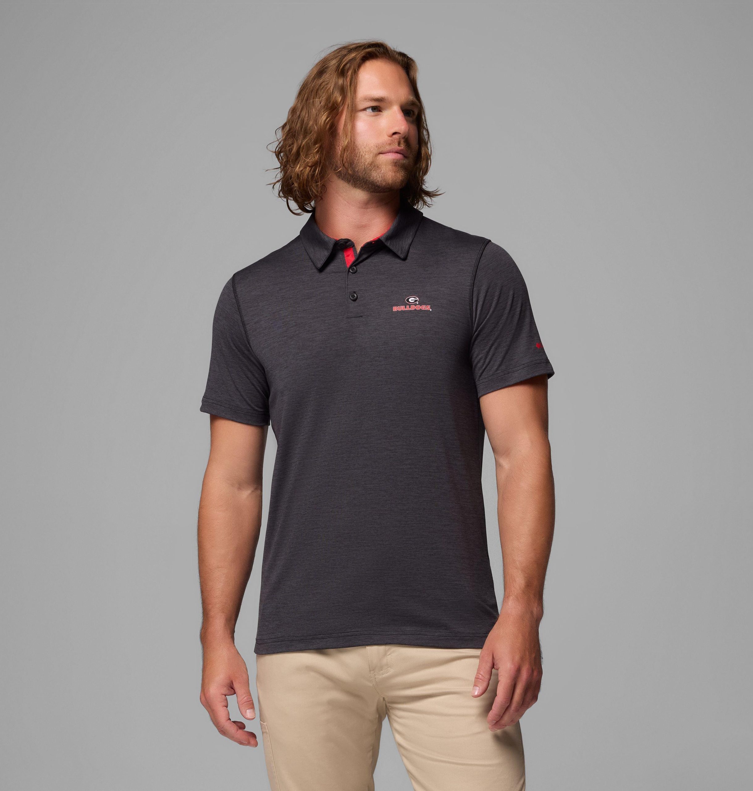 heren collegiate tech trail polo - georgia