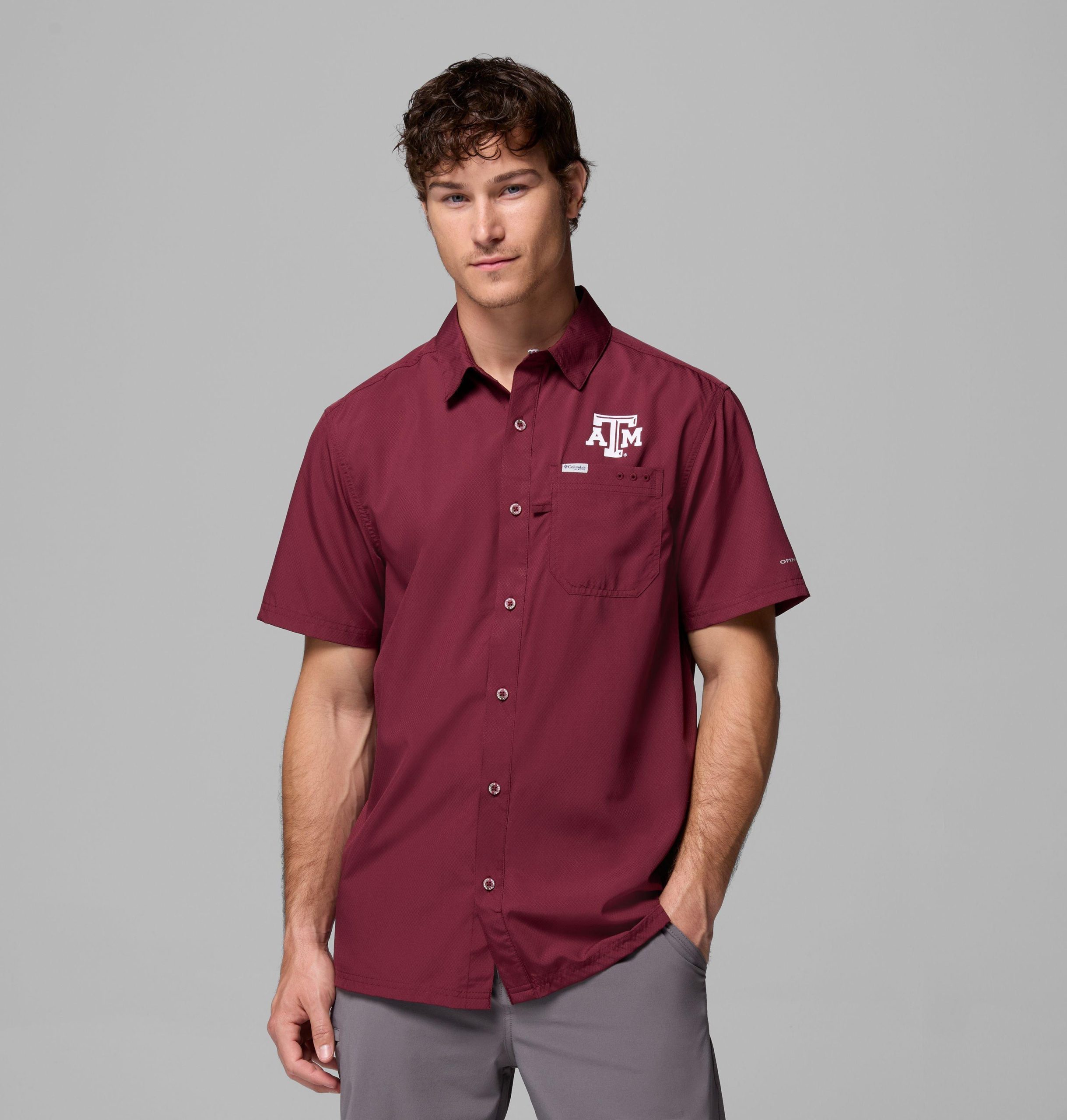 heren pfg slack tide camp shirt - texas am