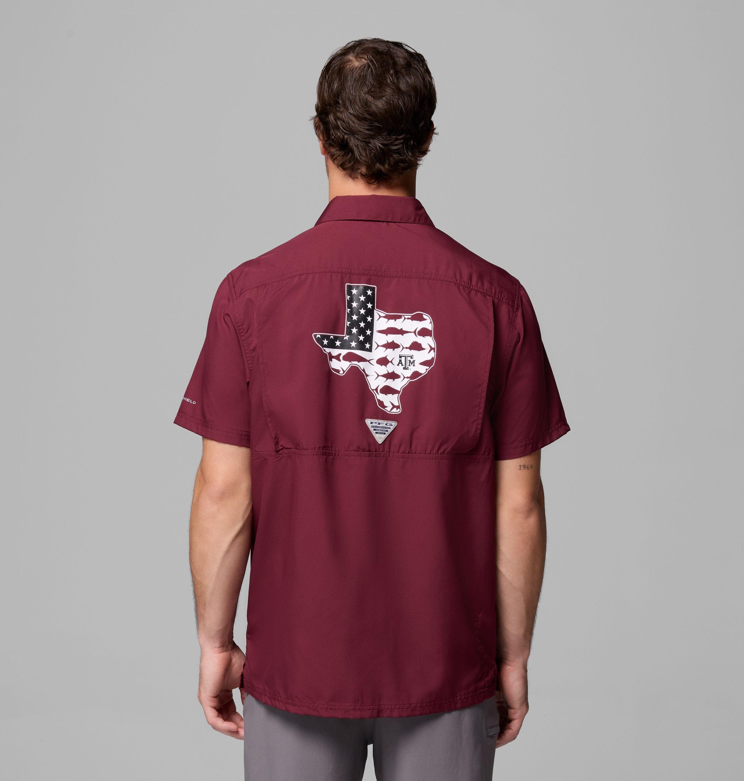 heren pfg slack tide camp shirt - texas am