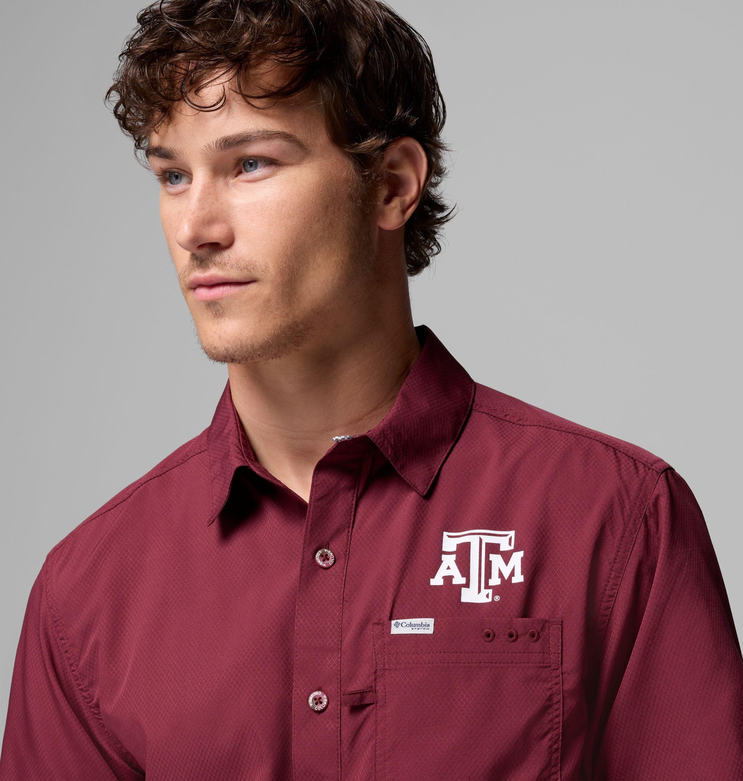 heren pfg slack tide camp shirt - texas am