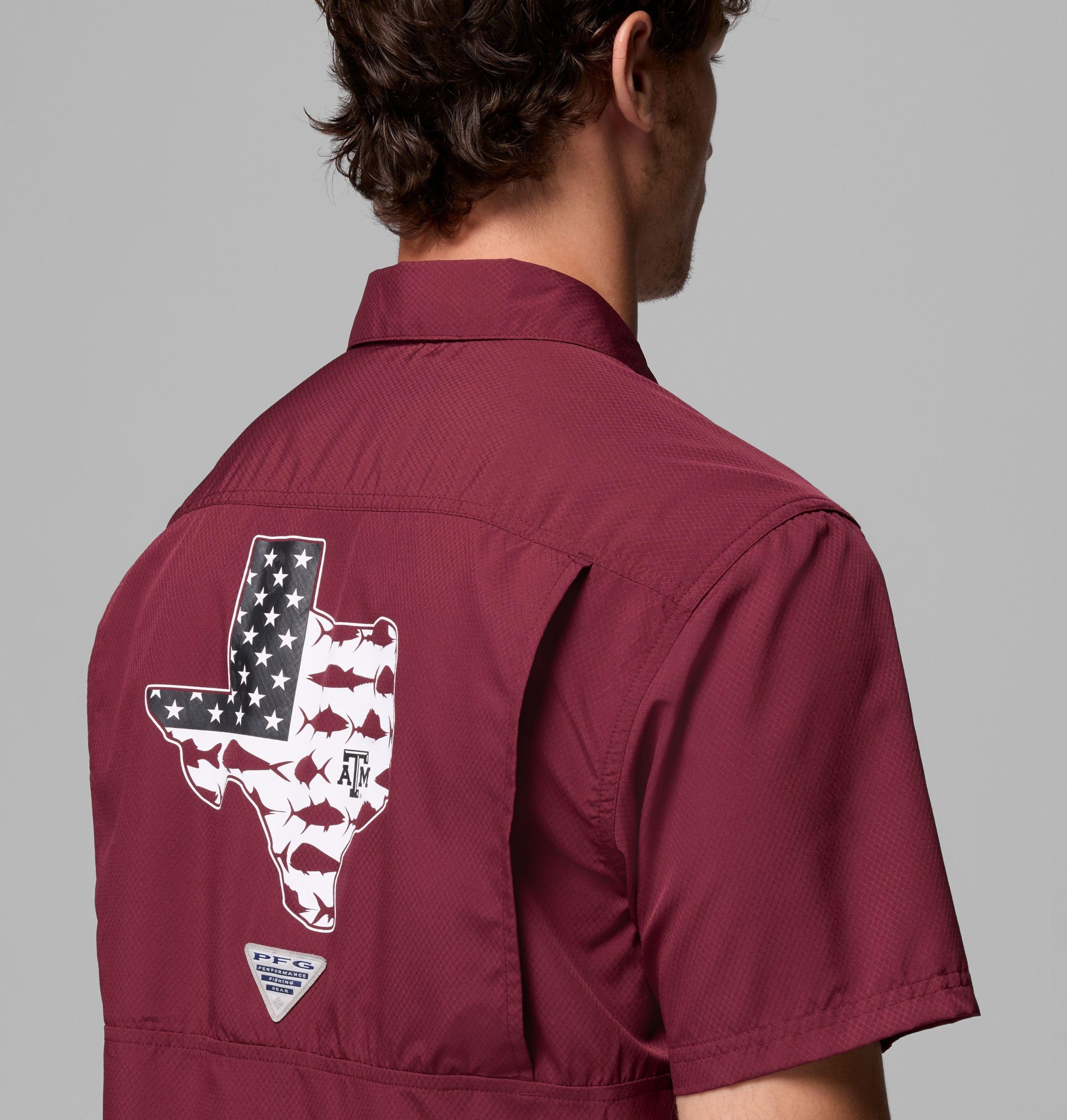 heren pfg slack tide camp shirt - texas am