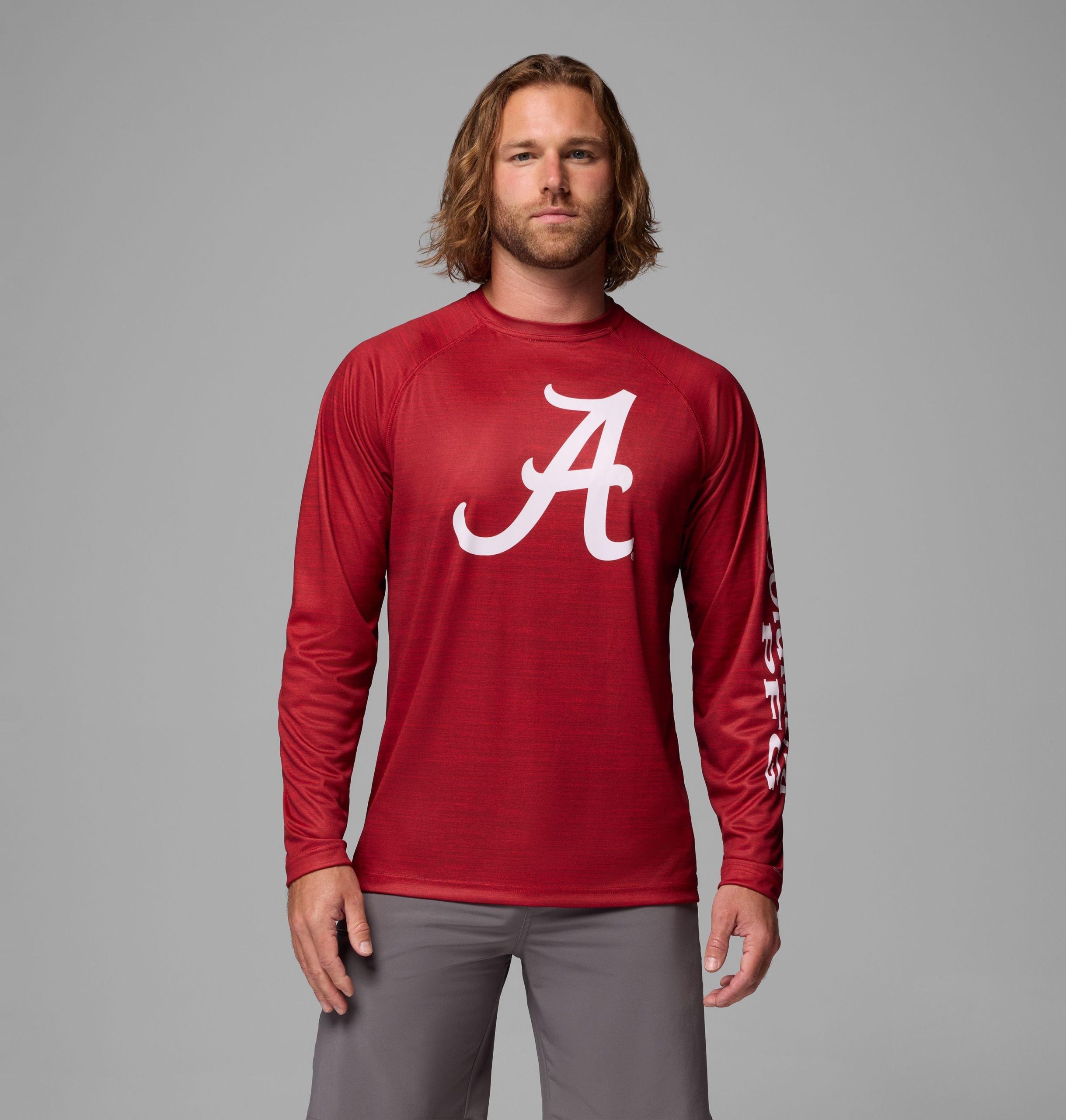 heren college pfg terminal tackle shirt met lange mouwen gemêleerd - alabama