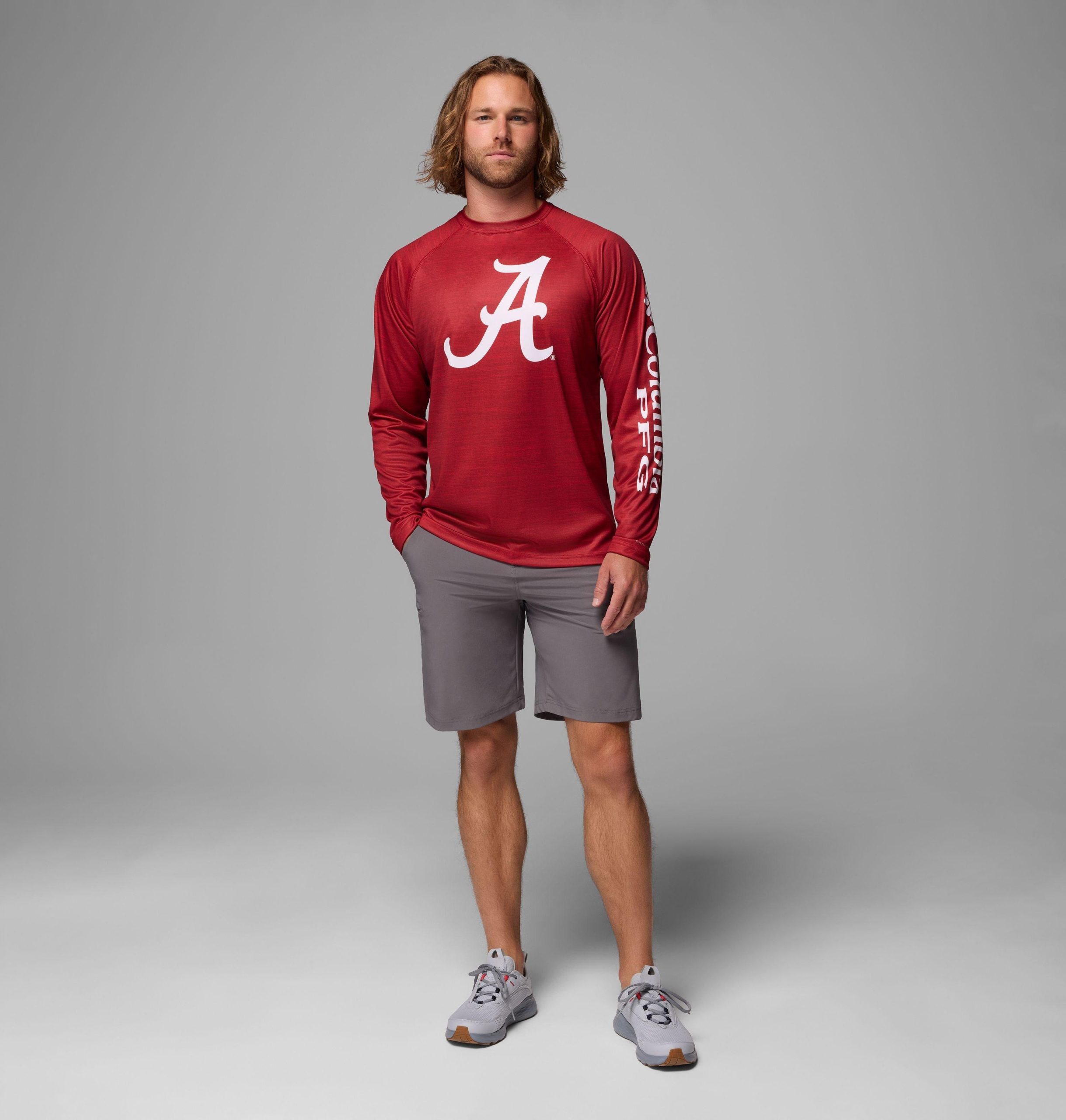 heren college pfg terminal tackle shirt met lange mouwen gemêleerd - alabama