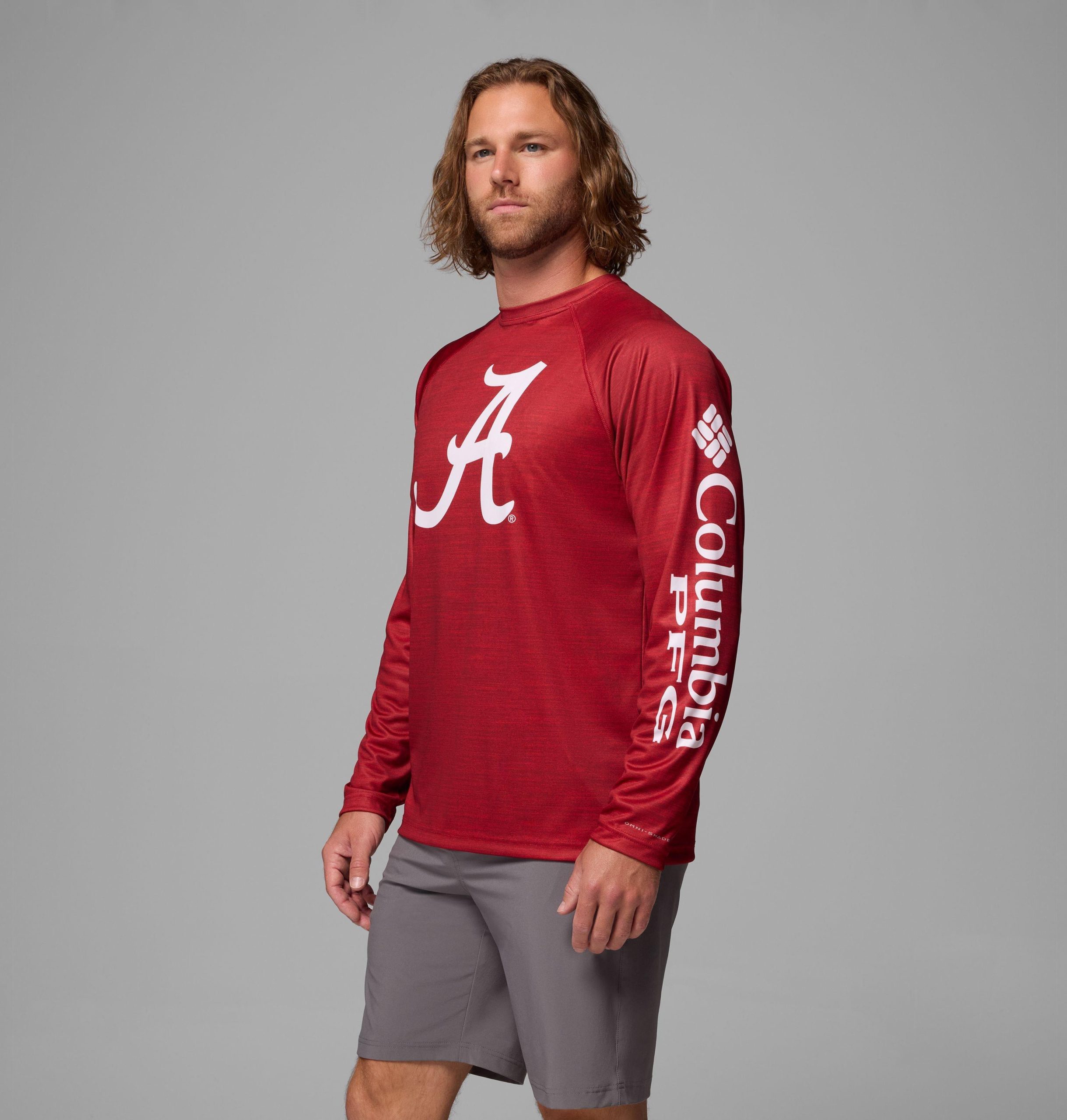heren college pfg terminal tackle shirt met lange mouwen gemêleerd - alabama