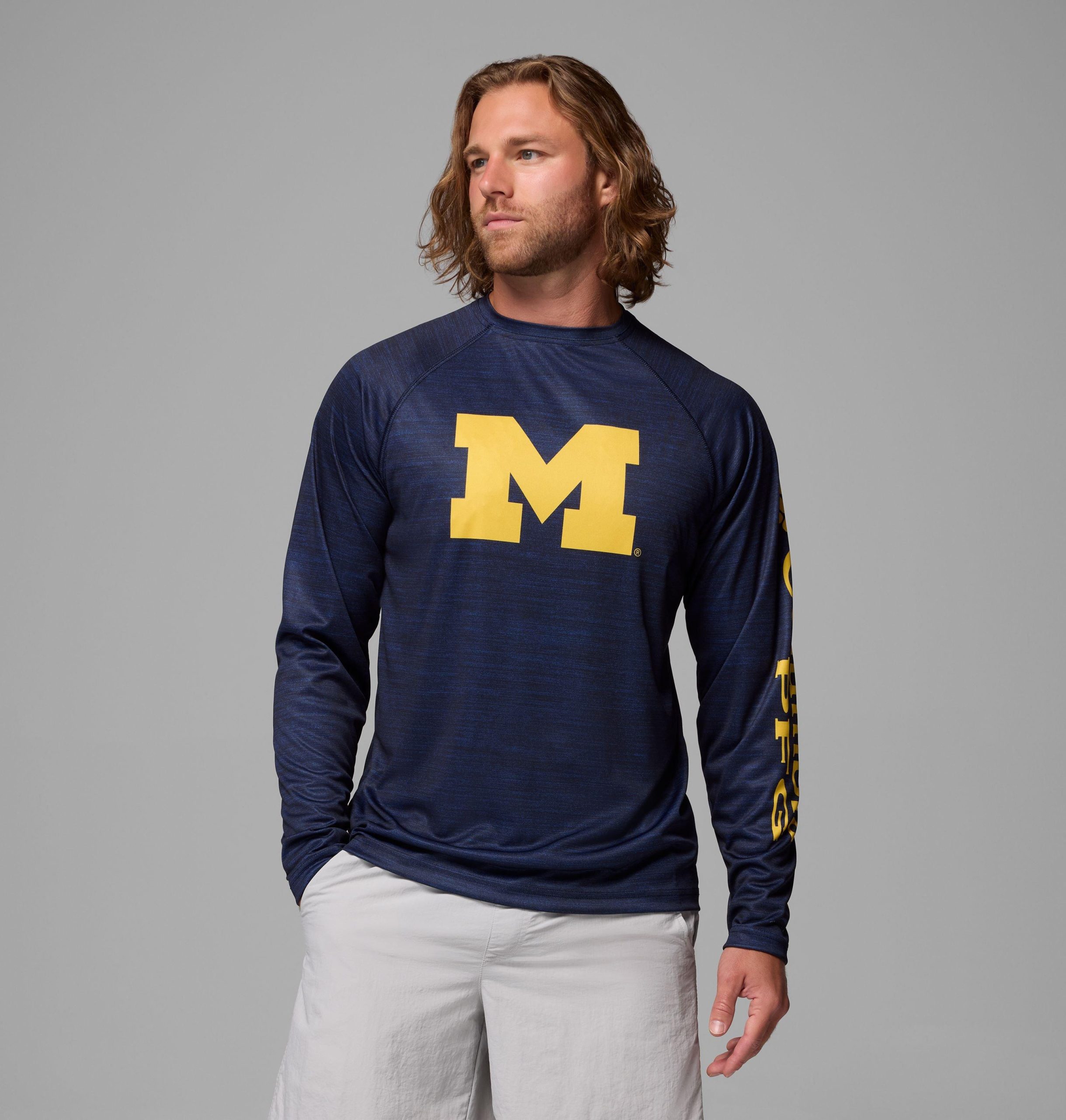 heren pfg terminal tackle shirt met lange mouwen gemêleerd - michigan