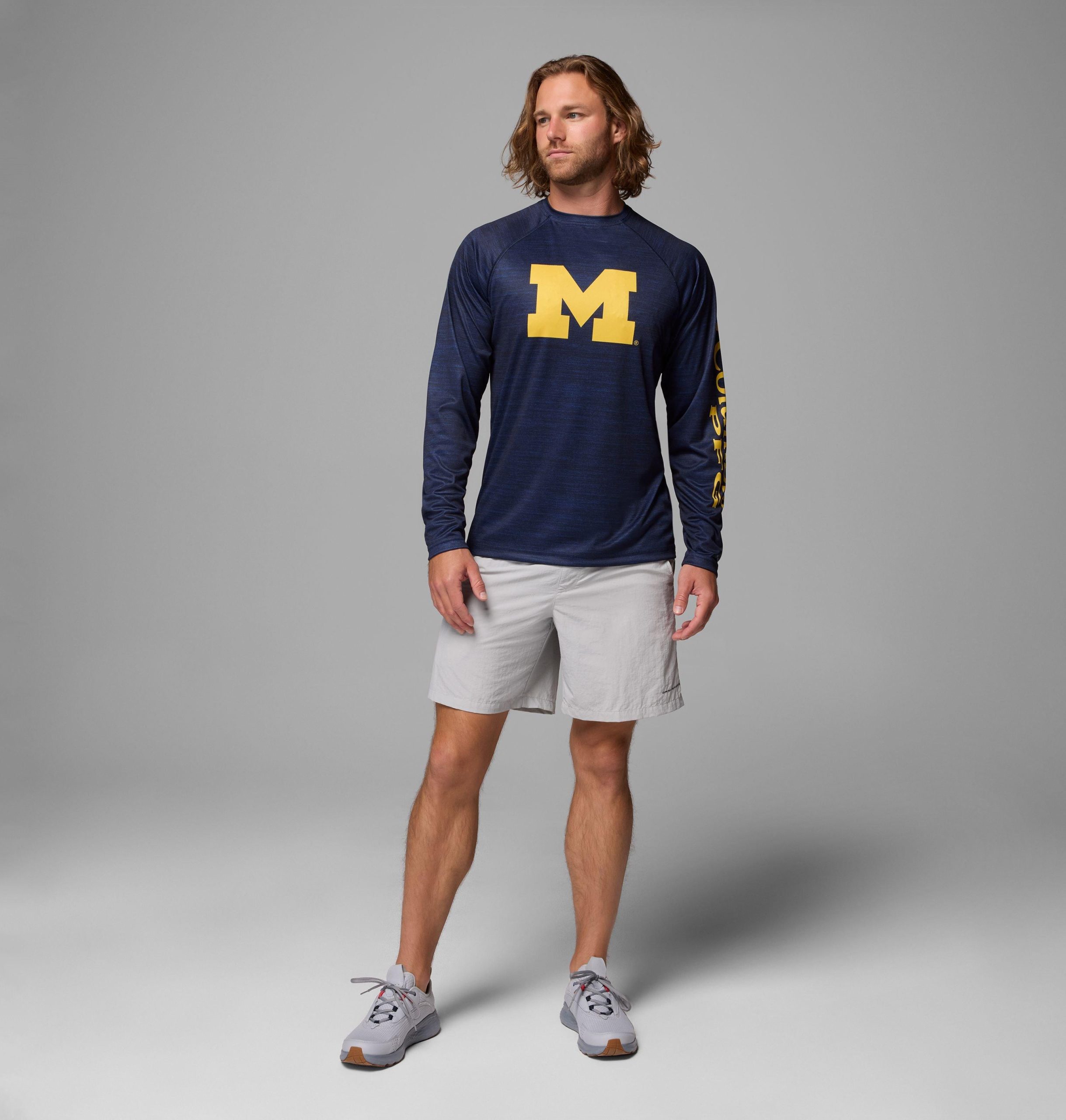 heren pfg terminal tackle shirt met lange mouwen gemêleerd - michigan