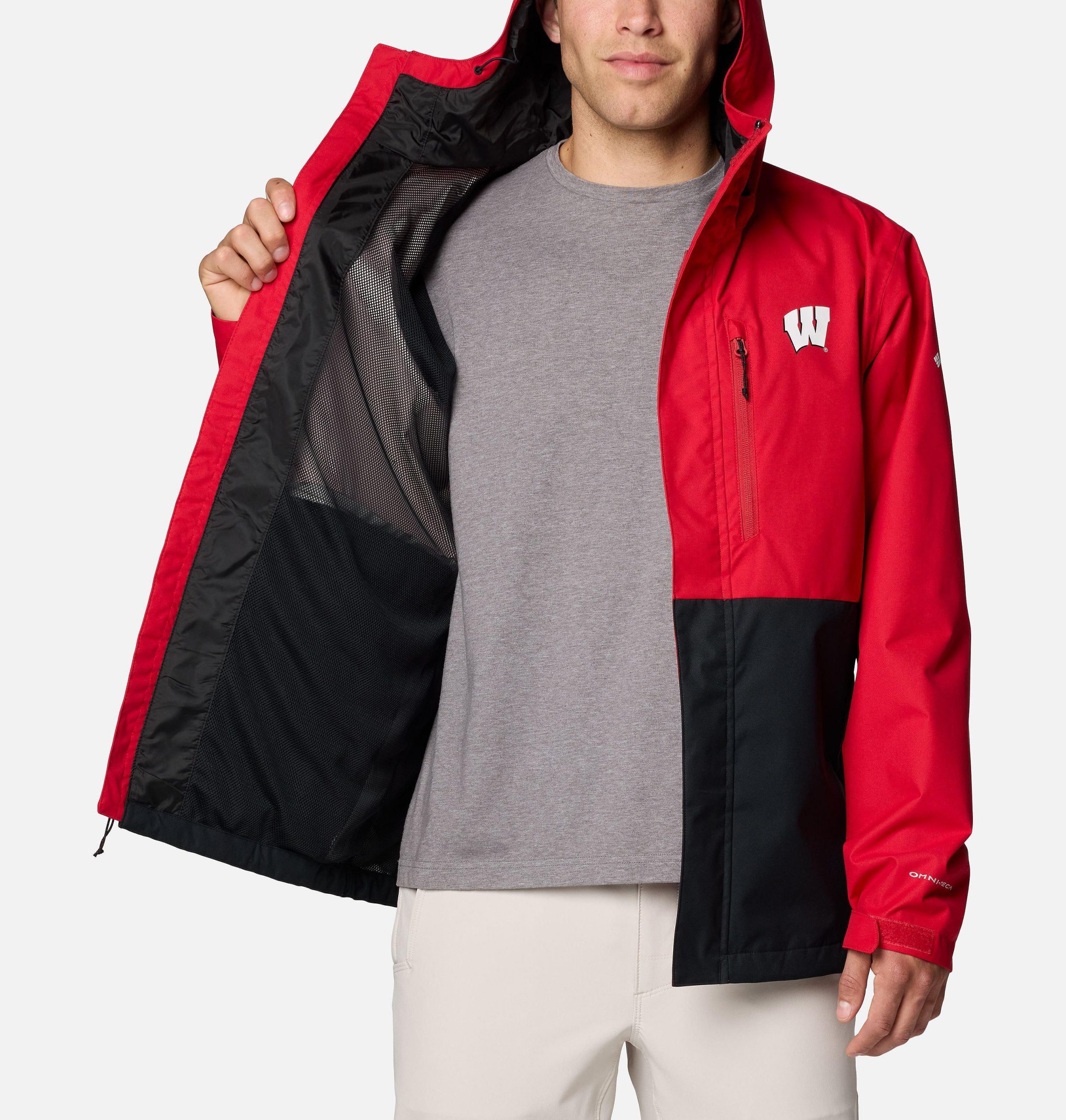 heren collegejack met veldbeschermende look - wisconsin
