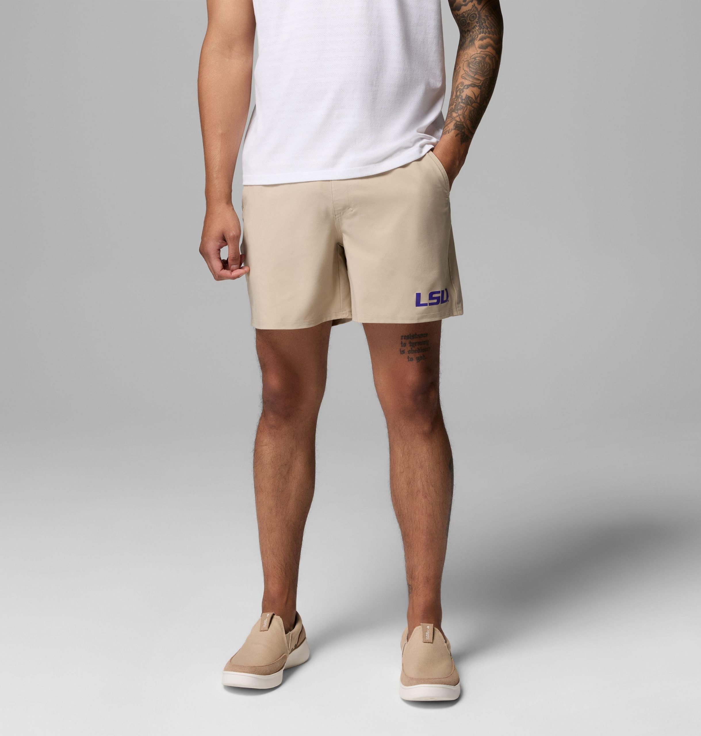 heren pfg terminal roamer stretch shorts - lsu