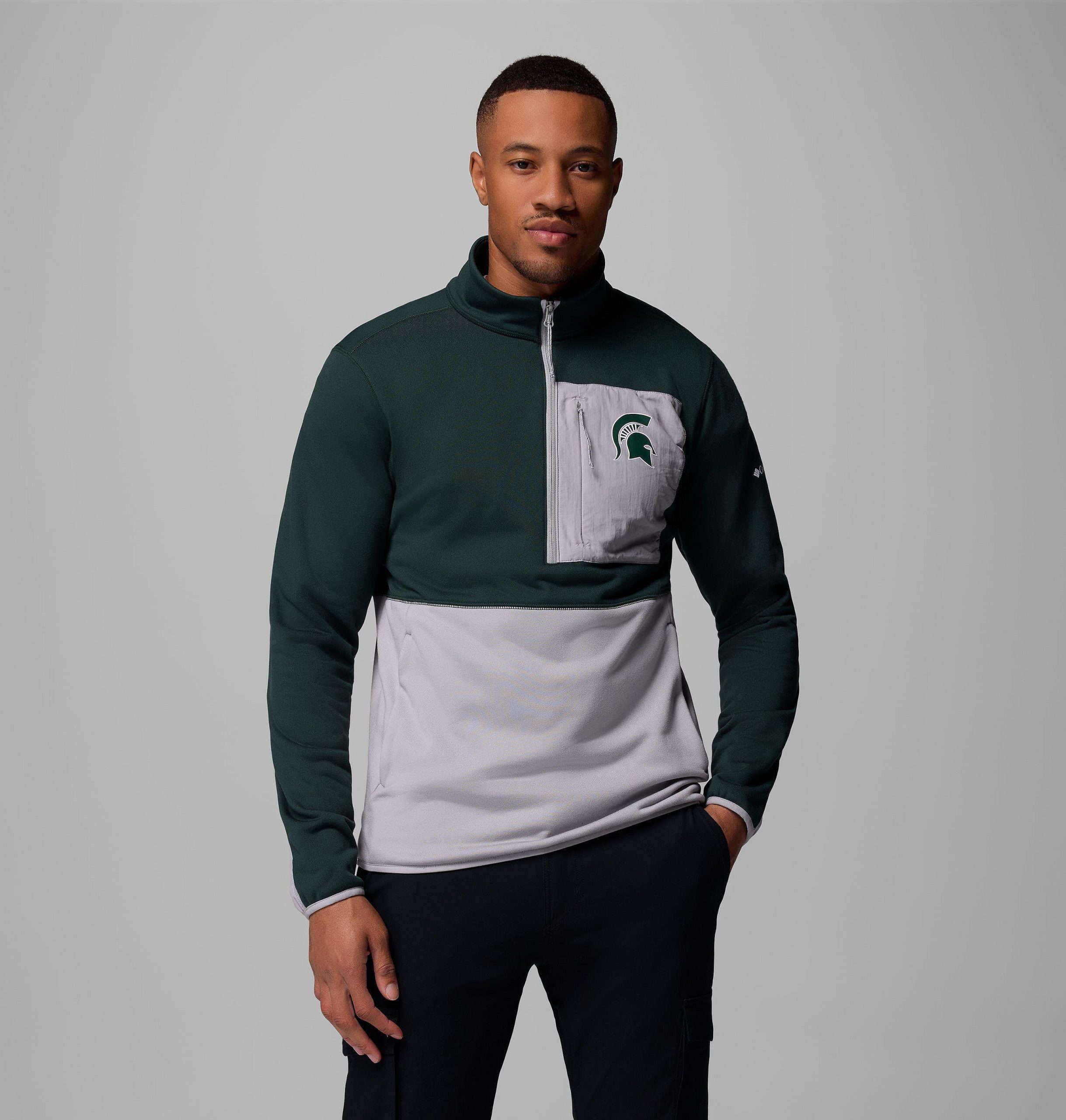 heren collegiate columbia hike half zip jacket - michigan state