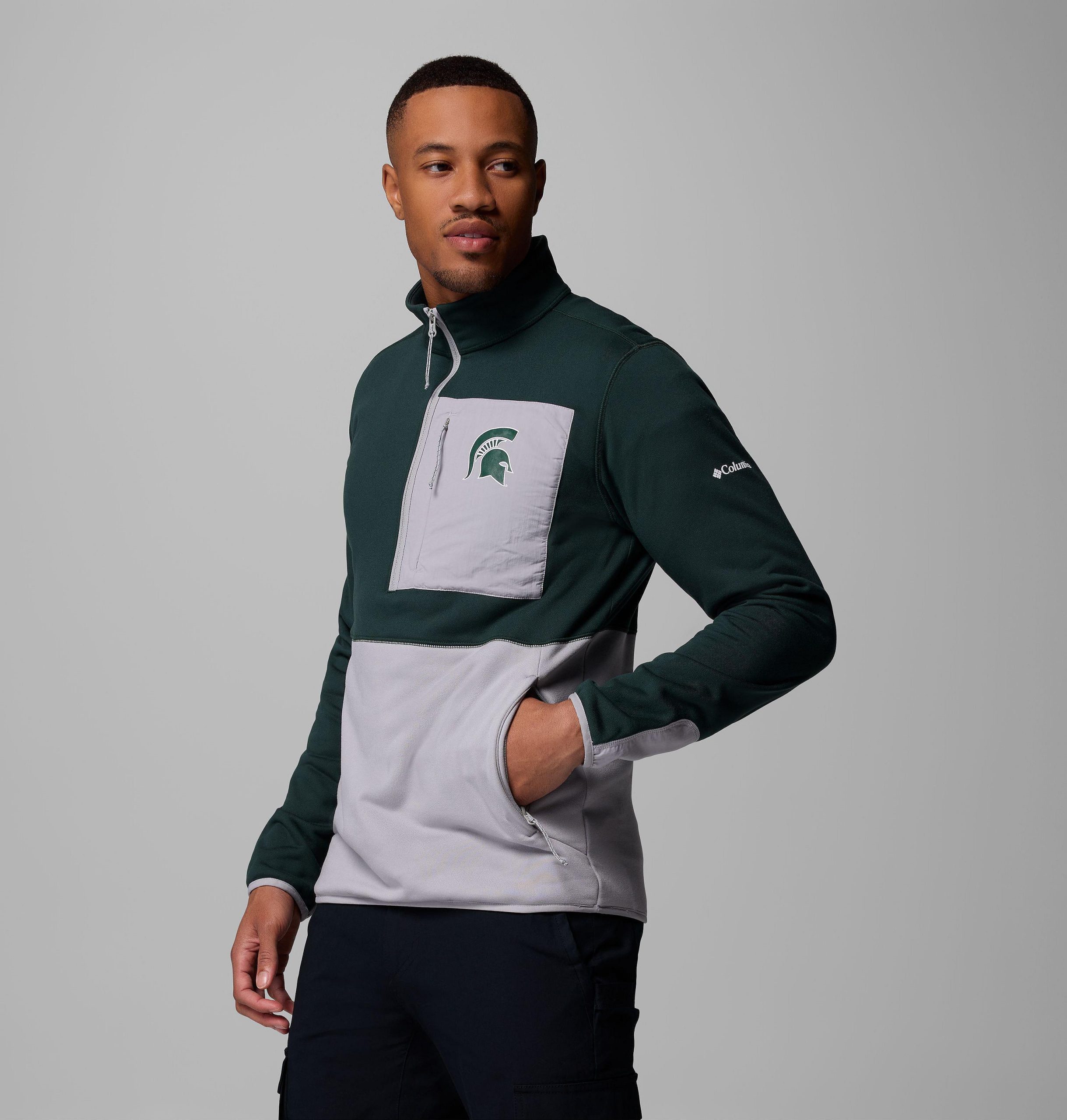 heren collegiate columbia hike half zip jacket - michigan state